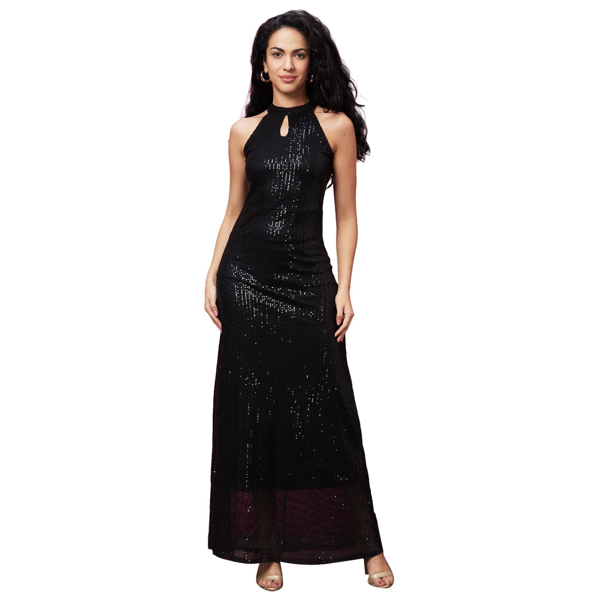    			Globus Women Polyester Blend Fit & Flare Dress ( Black )