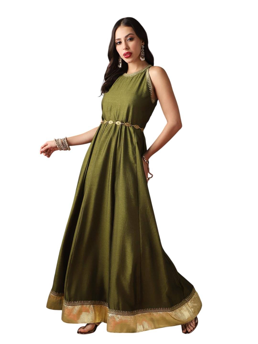    			Globus Women Polyester Blend Fit & Flare Dress ( Green )