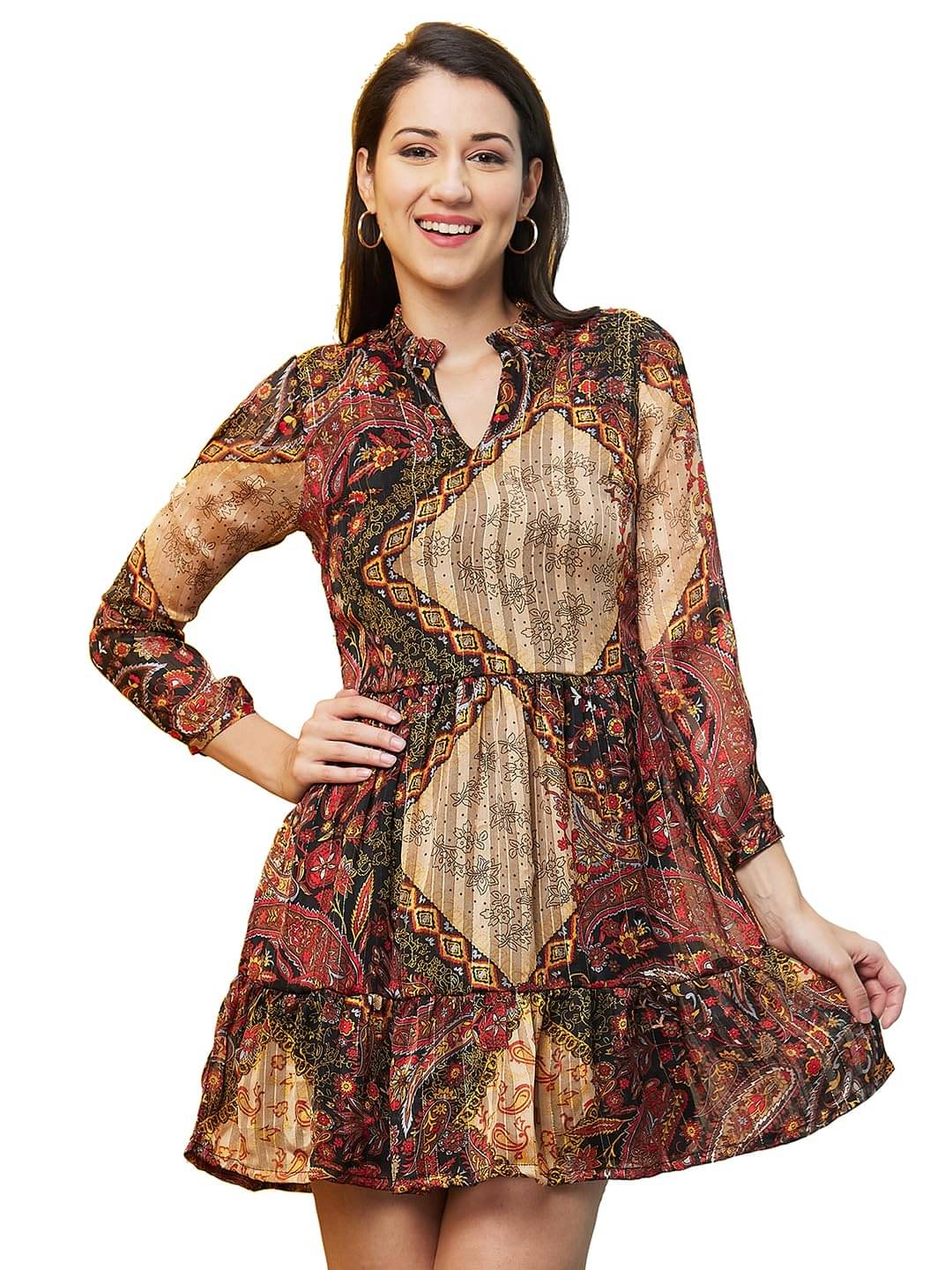     			Globus Women Polyester Blend Fit & Flare Dress ( Black )