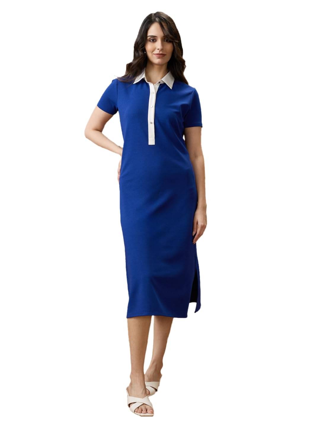 Globus Women Polyester Blend Shirt Dress ( Blue ) Globus Women Polyester Blend Shirt Dress ( Blue )