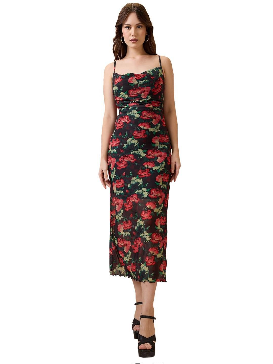     			Globus Women Polyester Bodycon Dress ( Black )