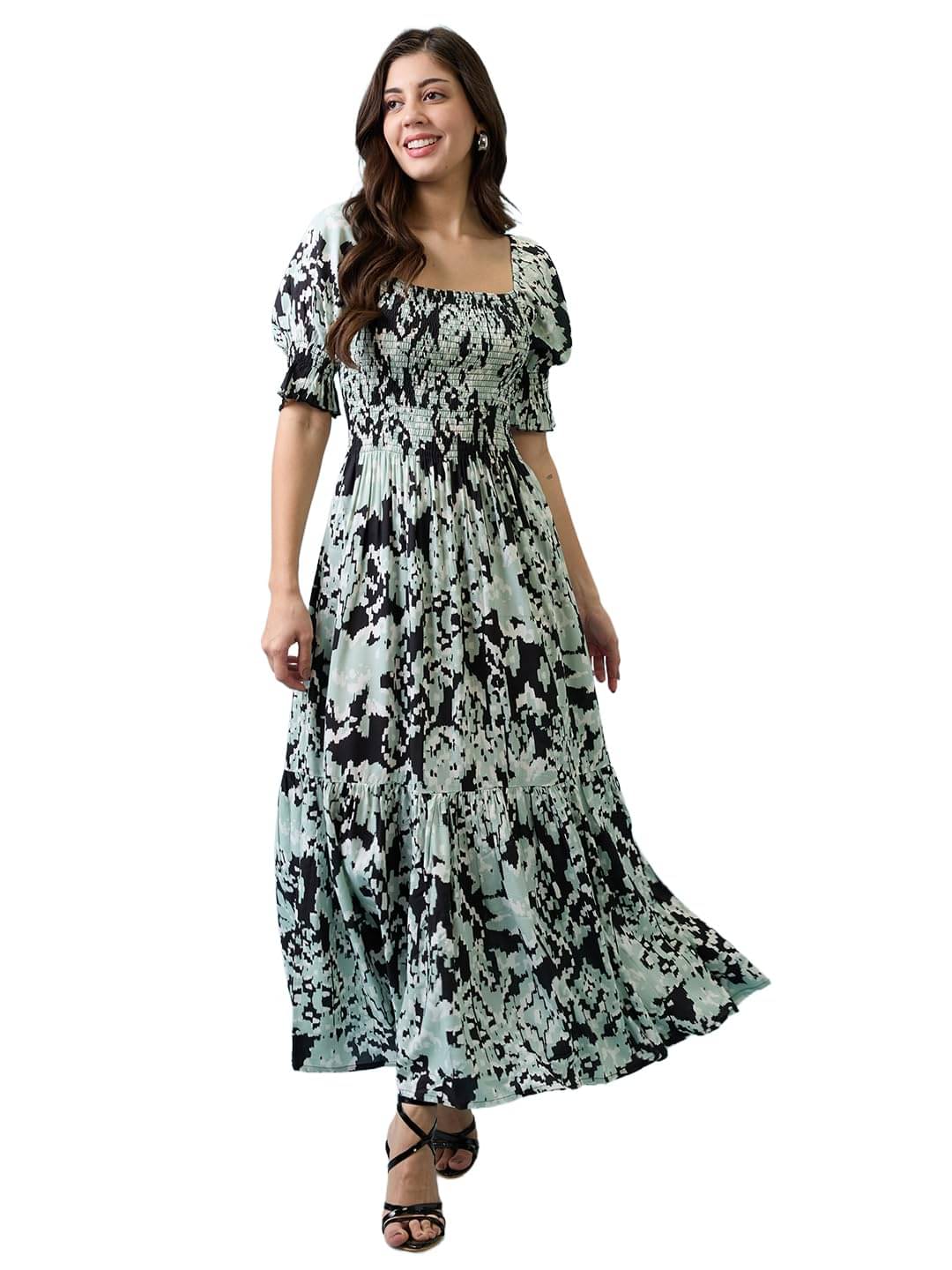     			Globus Women Rayon Fit & Flare Dress ( Black )