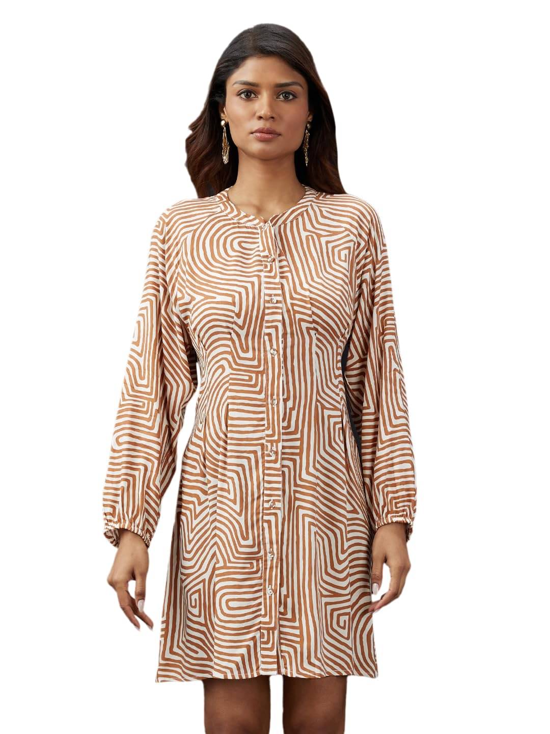     			Globus Women Rayon Shirt Dress ( Brown )