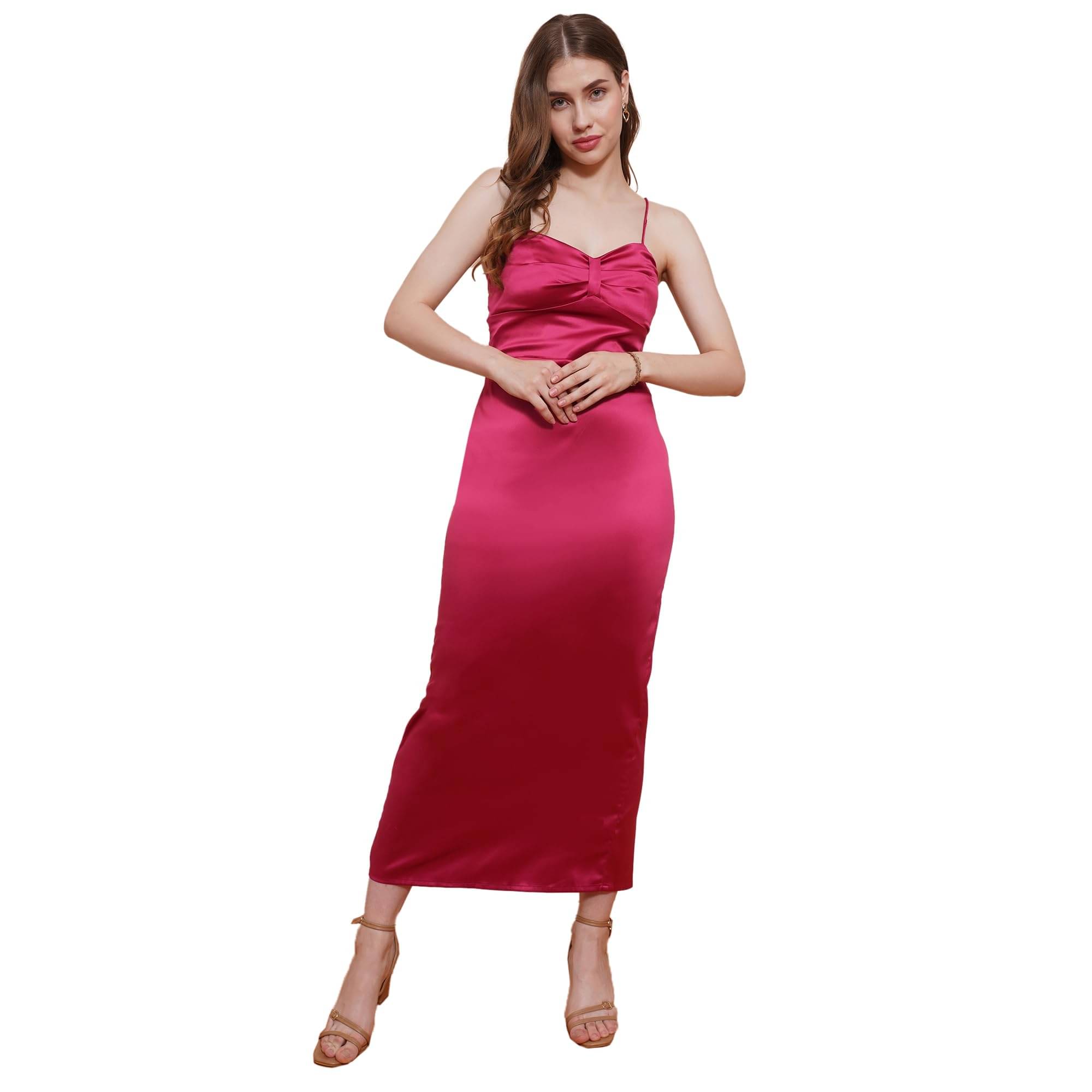     			Globus Women Satin Bodycon Dress ( Purple )
