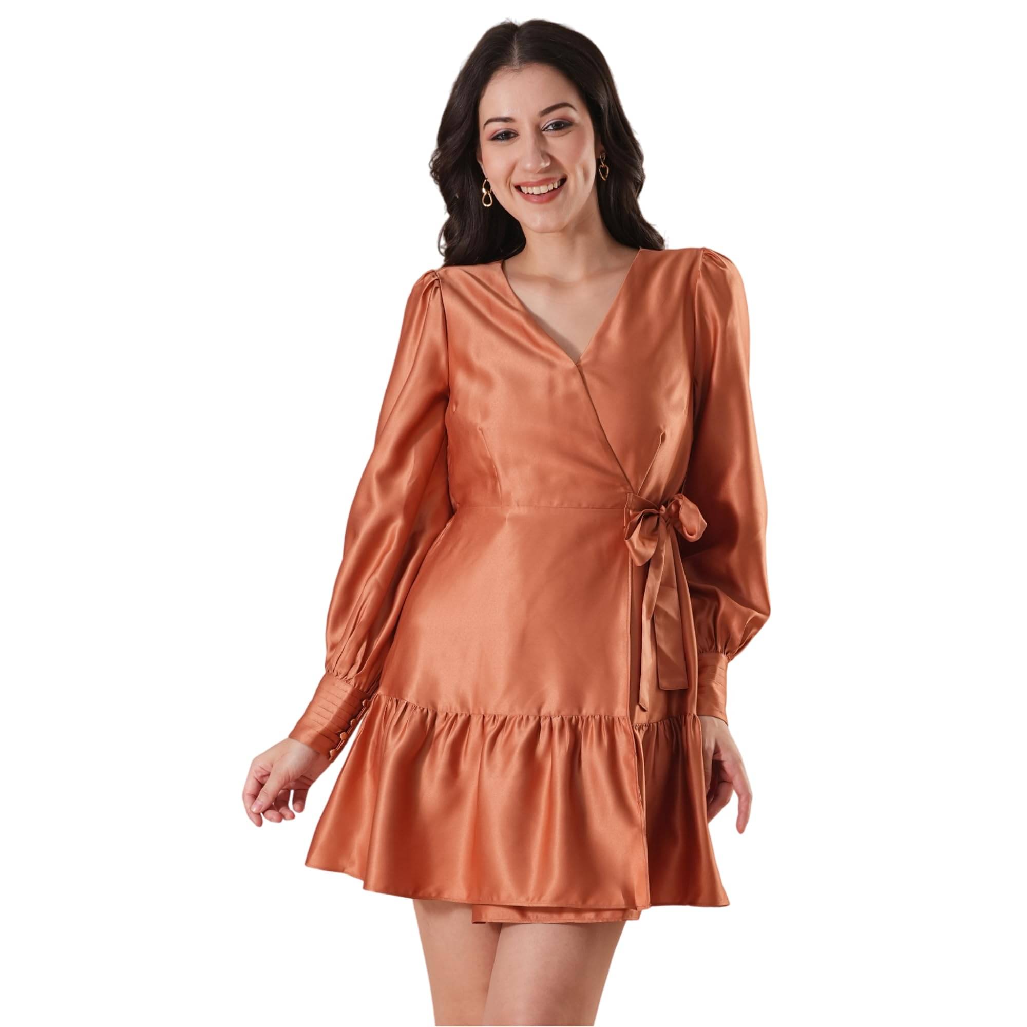     			Globus Women Satin Fit & Flare Dress ( Brown )
