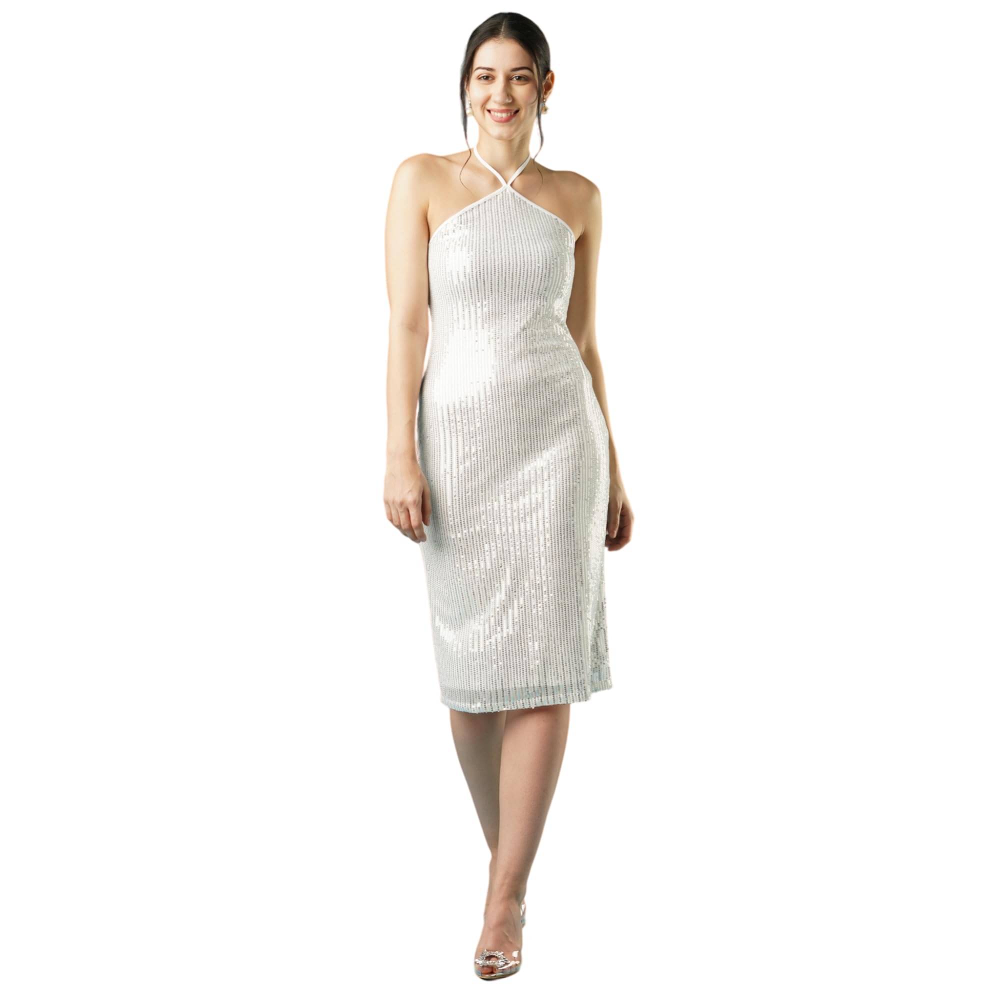     			Globus Women Sequin Bodycon Dress ( Silver )