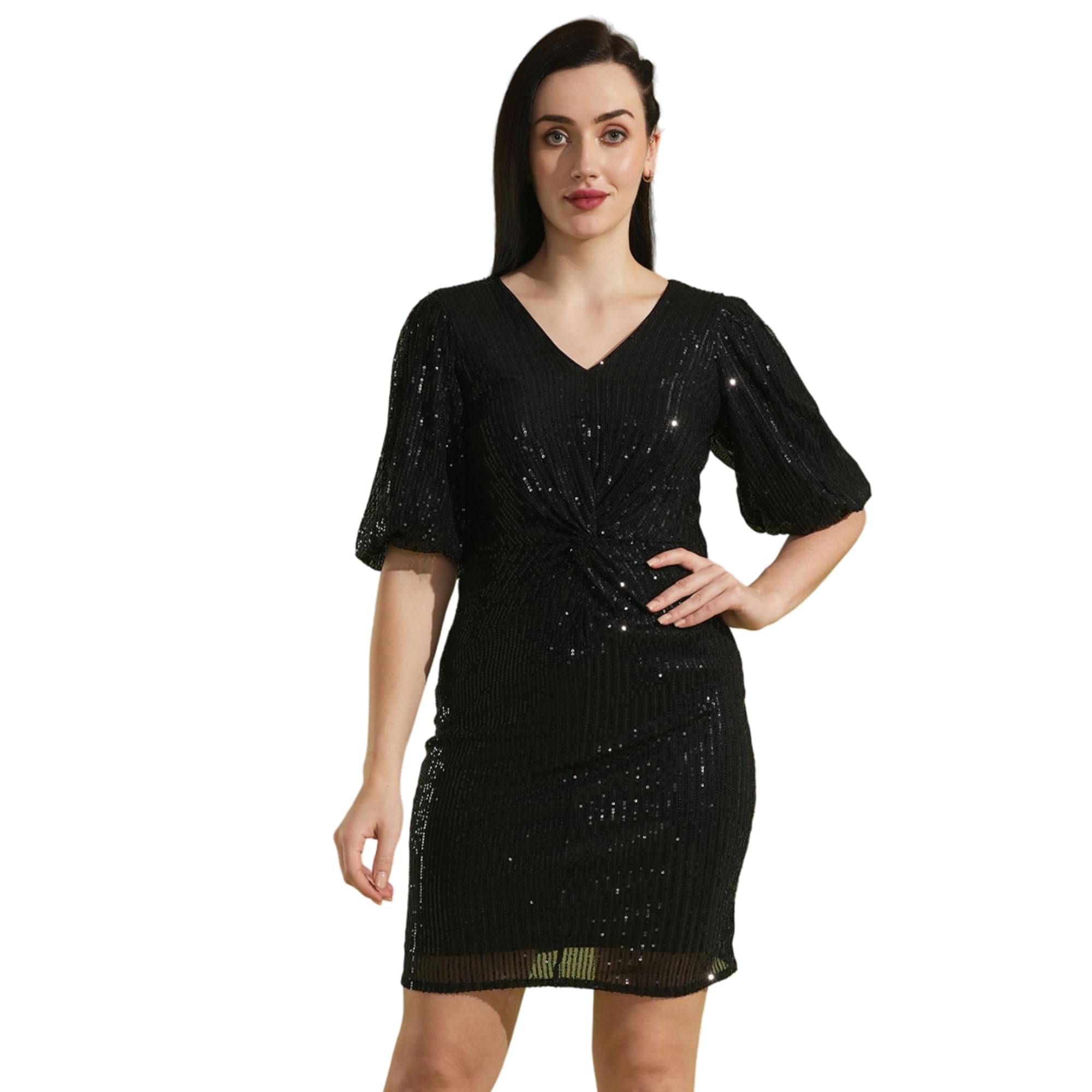     			Globus Women Sequin Bodycon Dress ( Black )