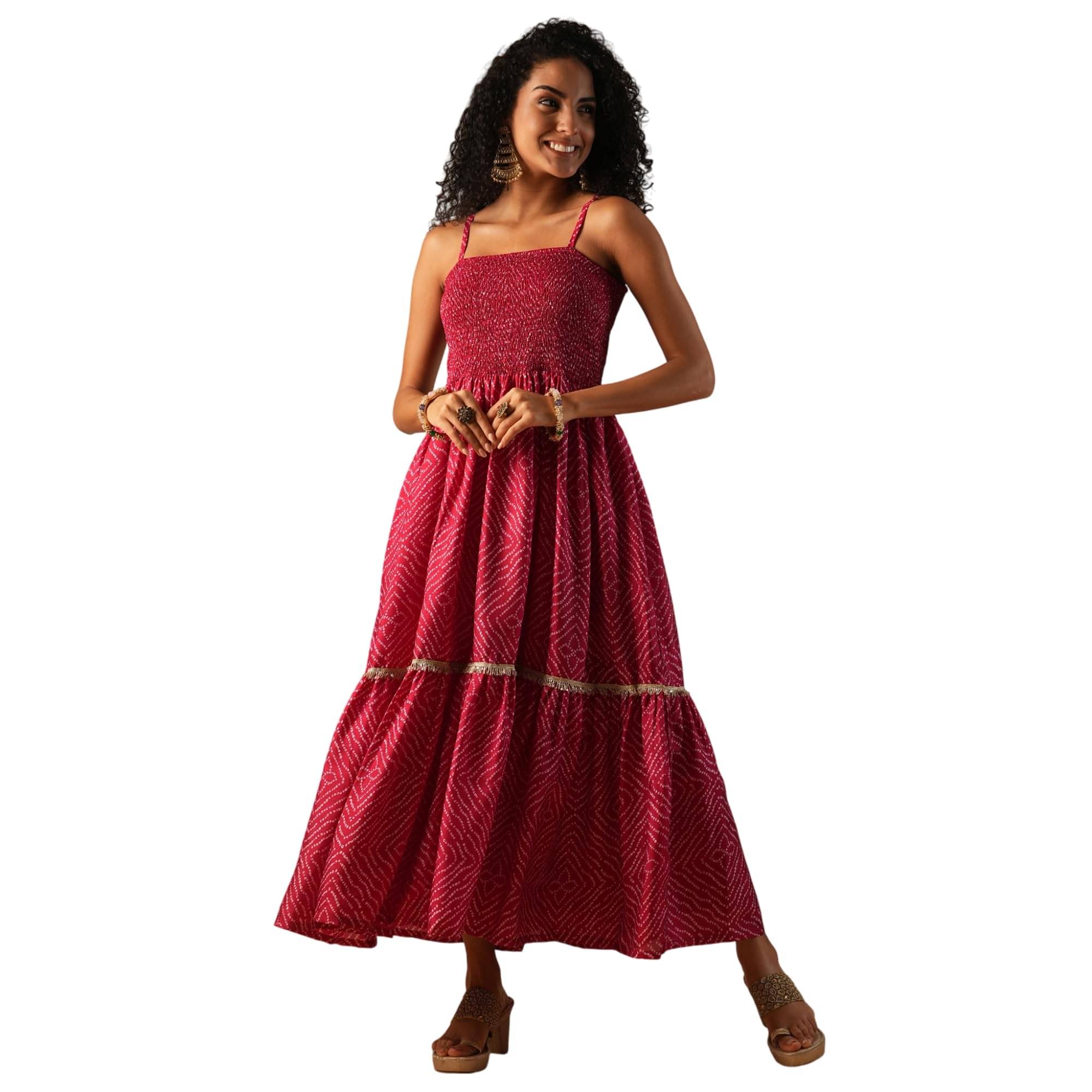     			Globus Women Silk Fit & Flare Dress ( Pink )