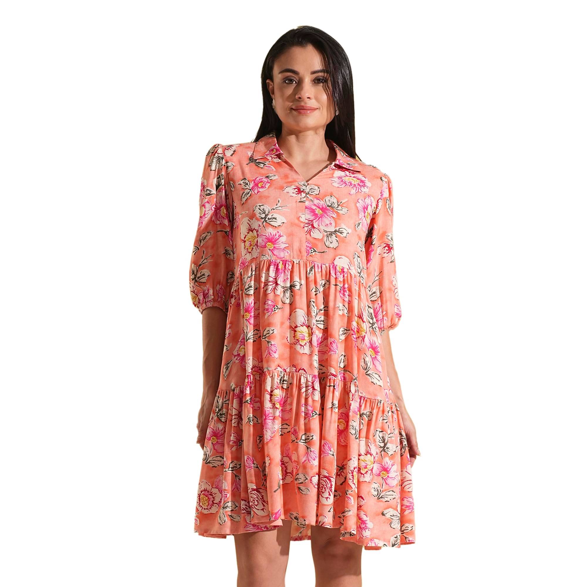     			Globus Women Viscose A-line Dress ( Orange )