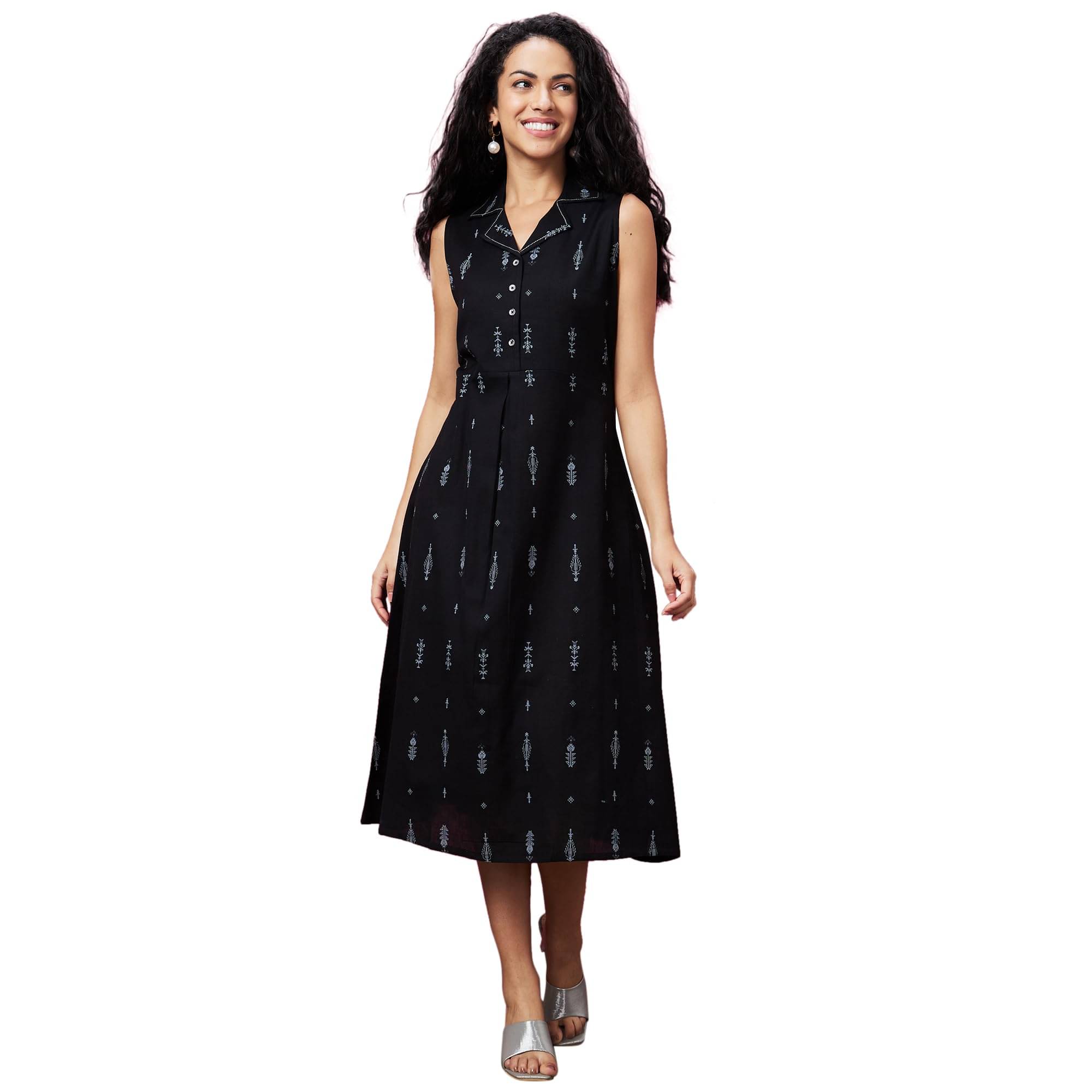     			Globus Women Viscose A-line Dress ( Black )