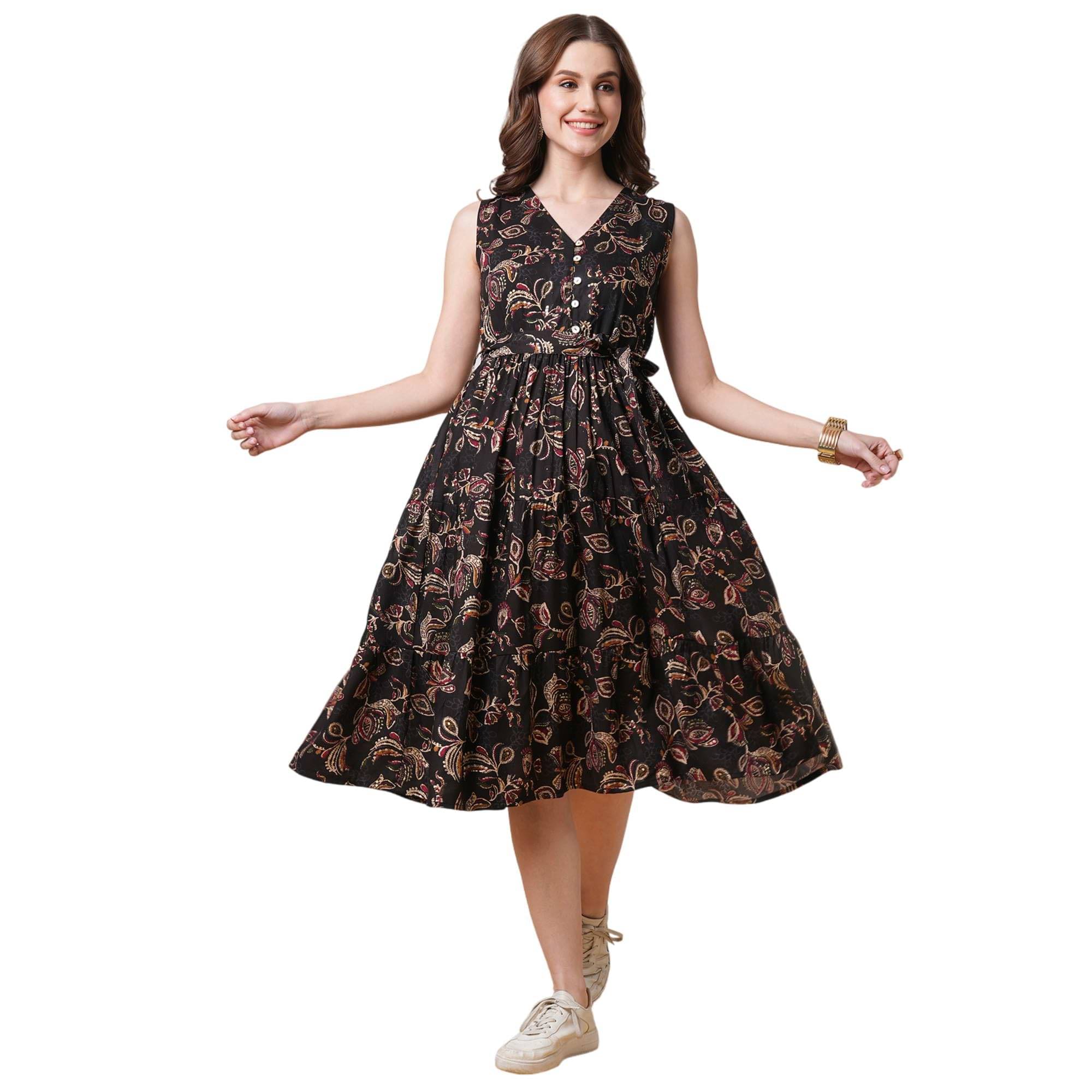     			Globus Women Viscose Fit & Flare Dress ( Black )