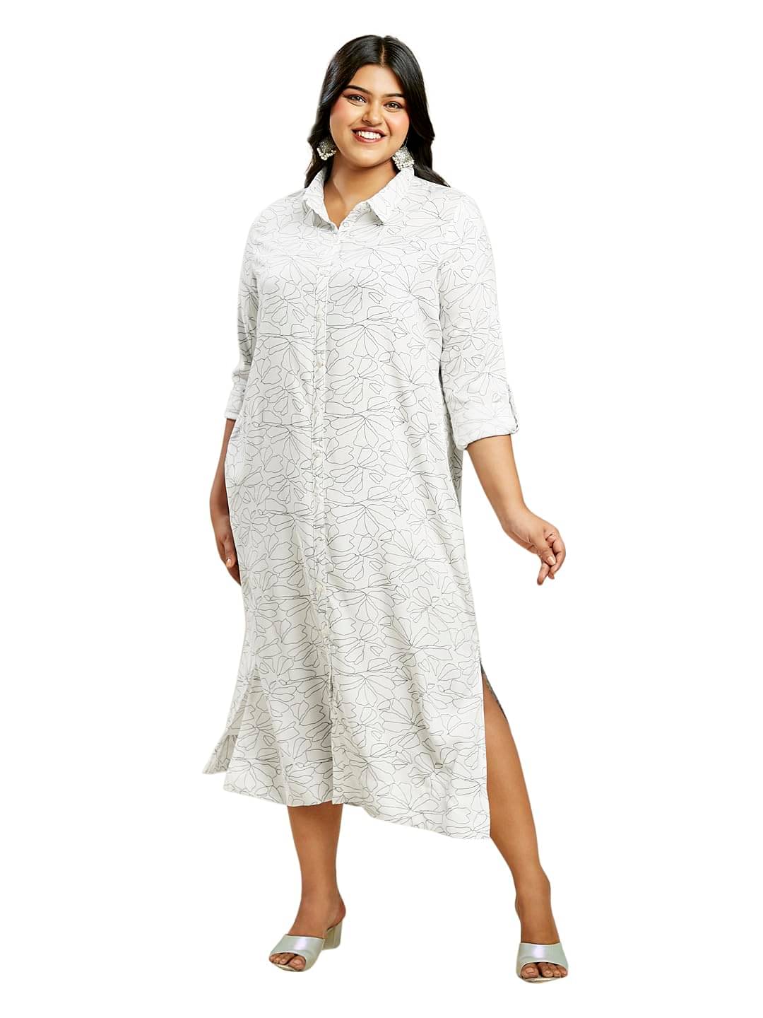     			Globus Women Viscose Shirt Dress ( White )