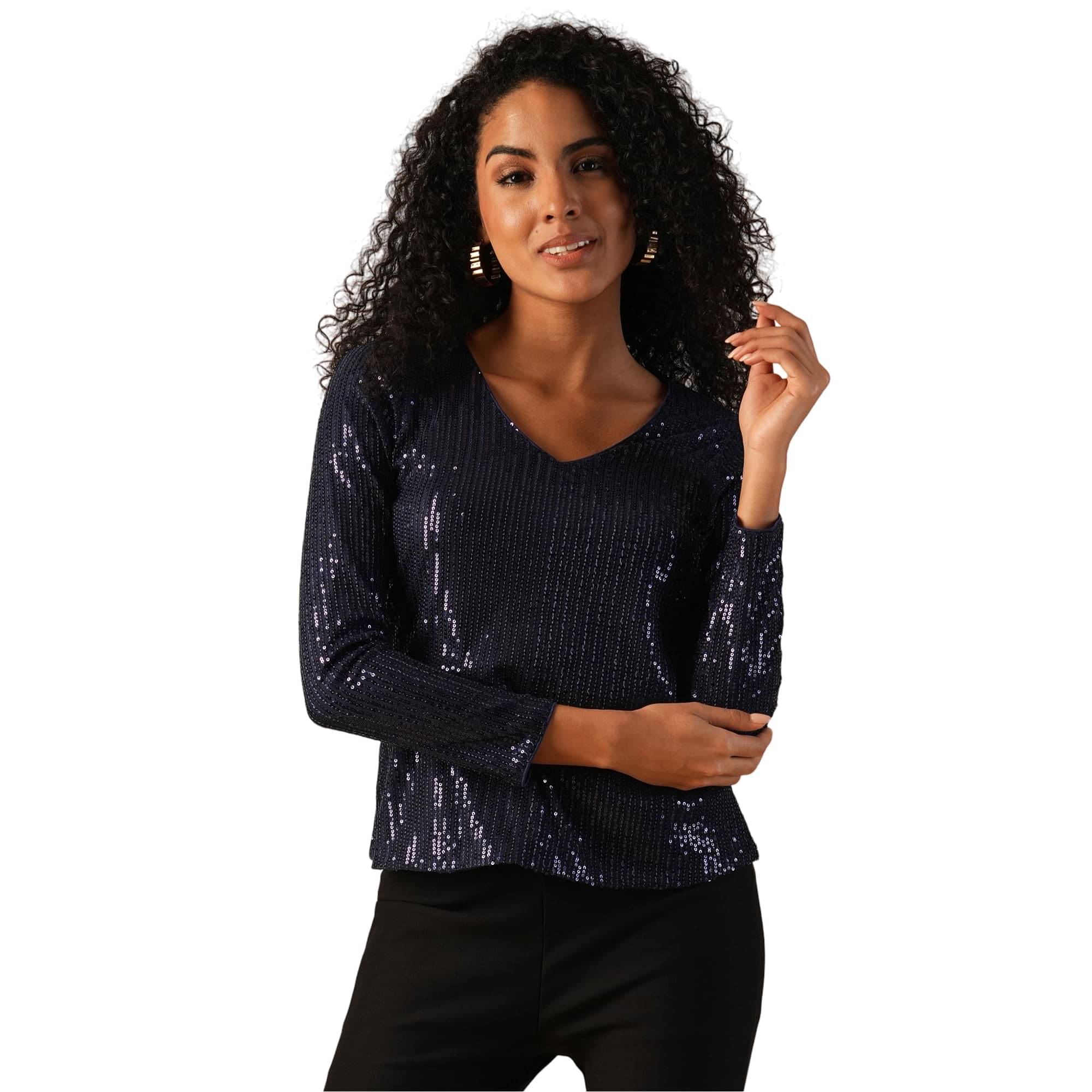     			Globus Women's Chiffon Wrap Top ( Navy Blue )