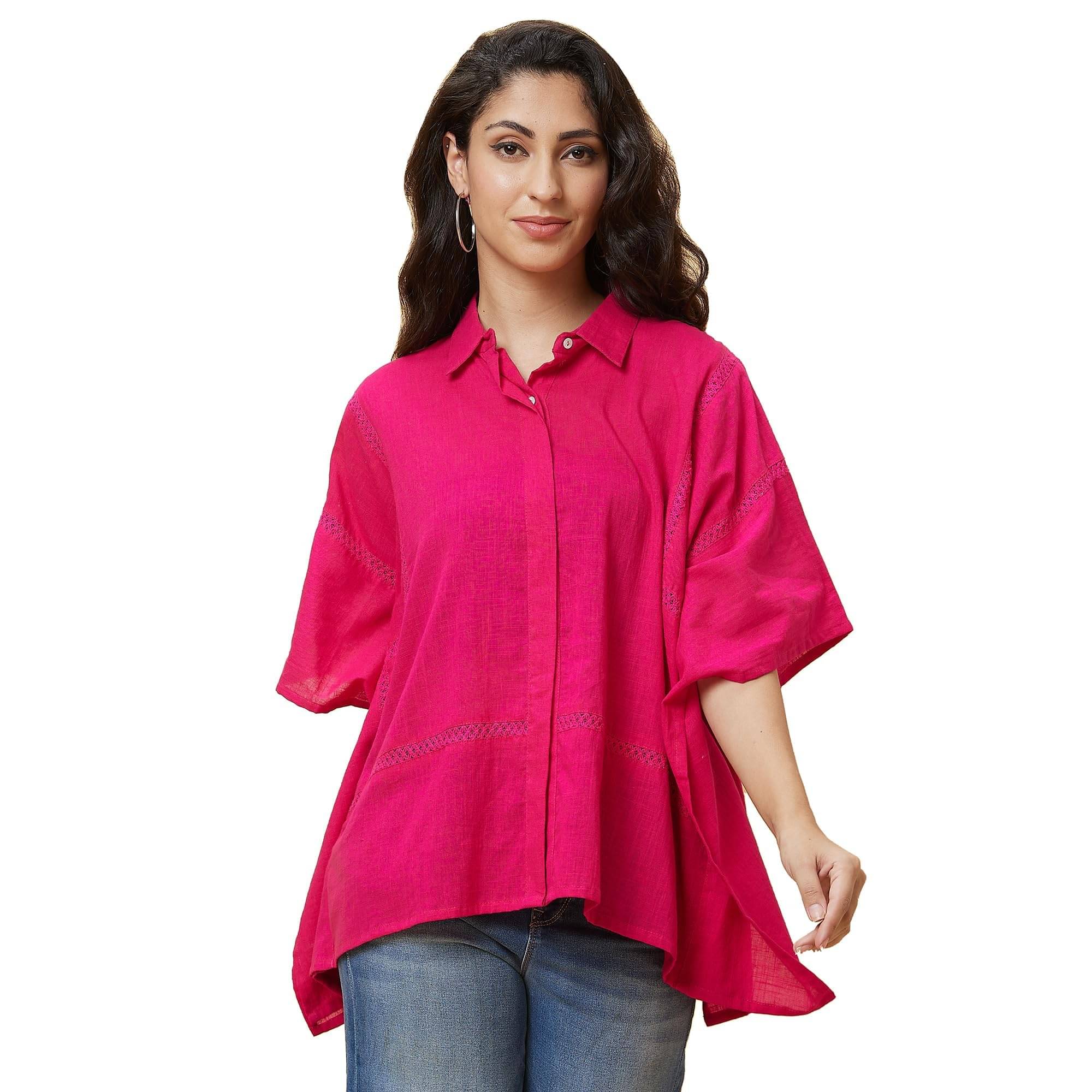     			Globus Women's Cotton Asymmetrical Top ( Pink )