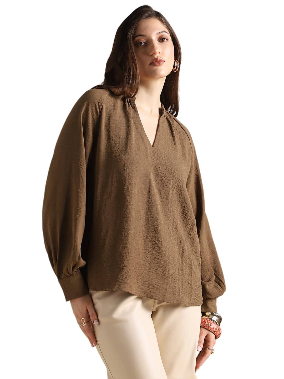     			Globus Women's Cotton Blend Regular Top ( Brown )
