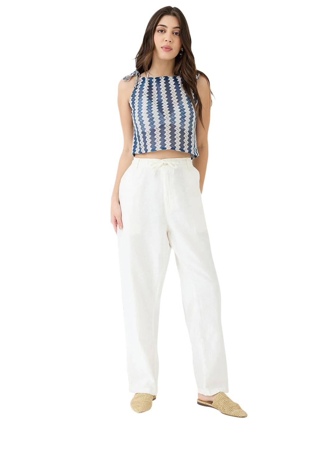     			Globus Women's Cotton Blend Crop Top ( Blue )