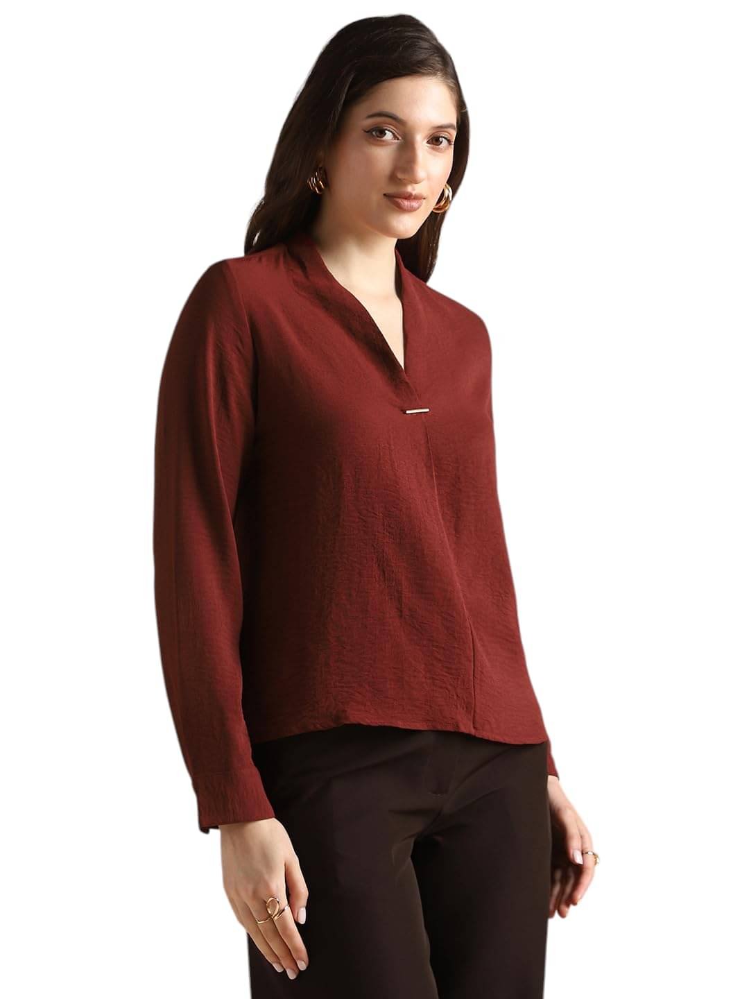Globus Women's Cotton Blend Regular Top ( Purple )     			Globus Women's Cotton Blend Regular Top ( Purple )