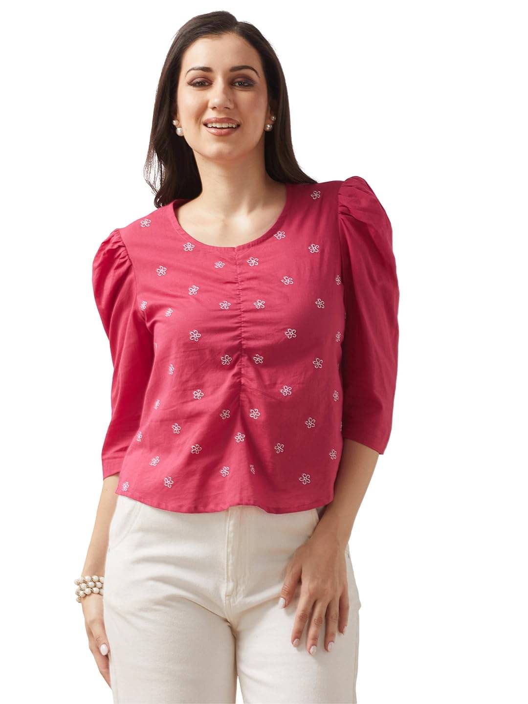     			Globus Women's Cotton Blend Regular Top ( Pink )