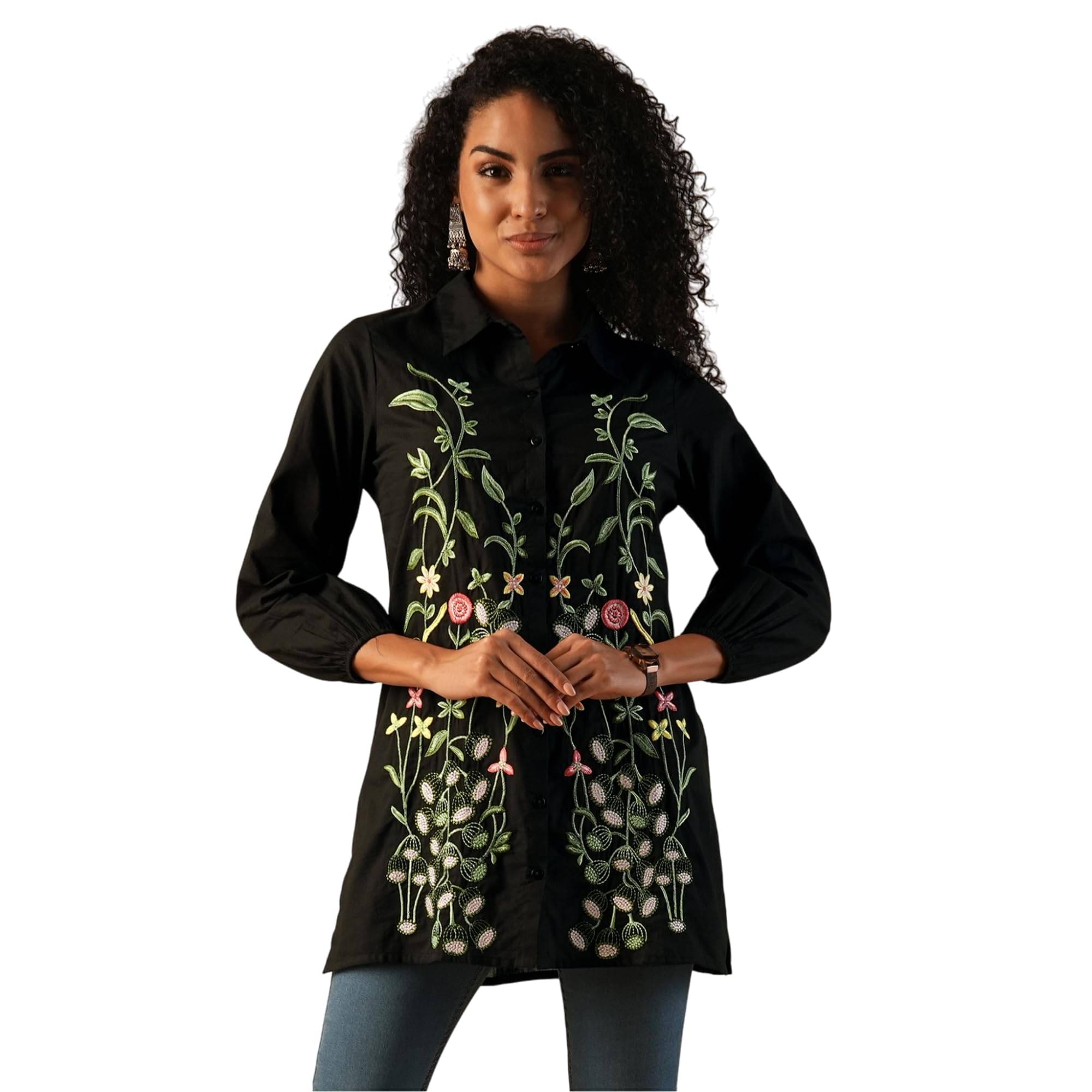     			Globus Women's Cotton Blend Tunic ( Black )