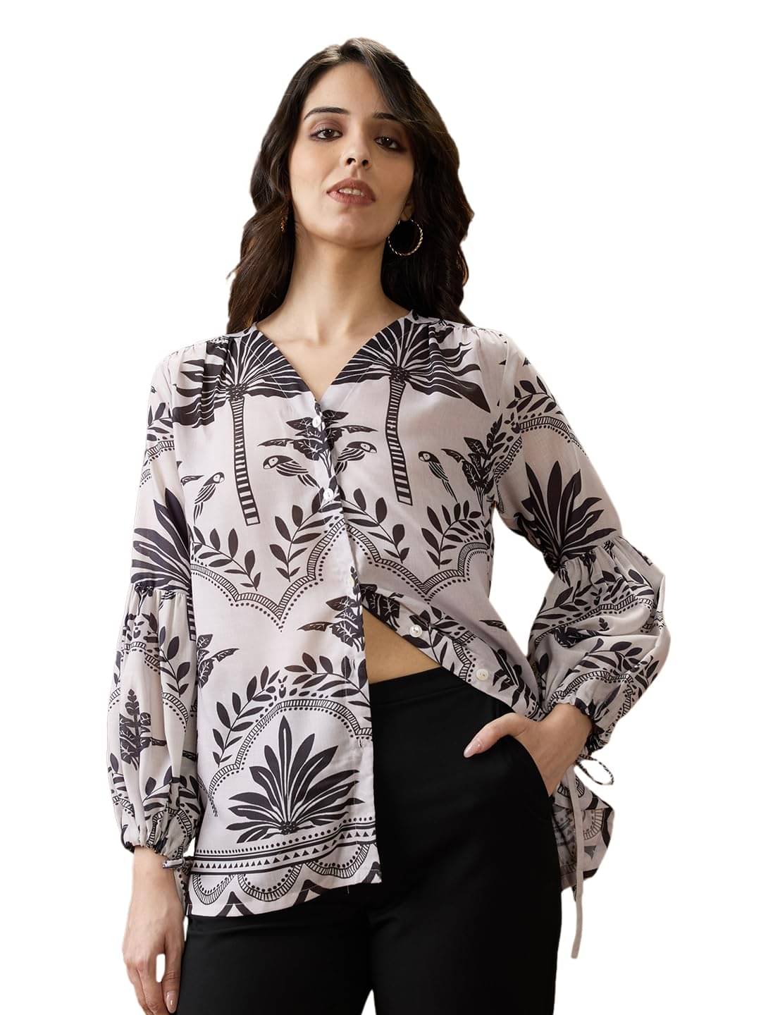     			Globus Women's Cotton Blend Regular Top ( Black )