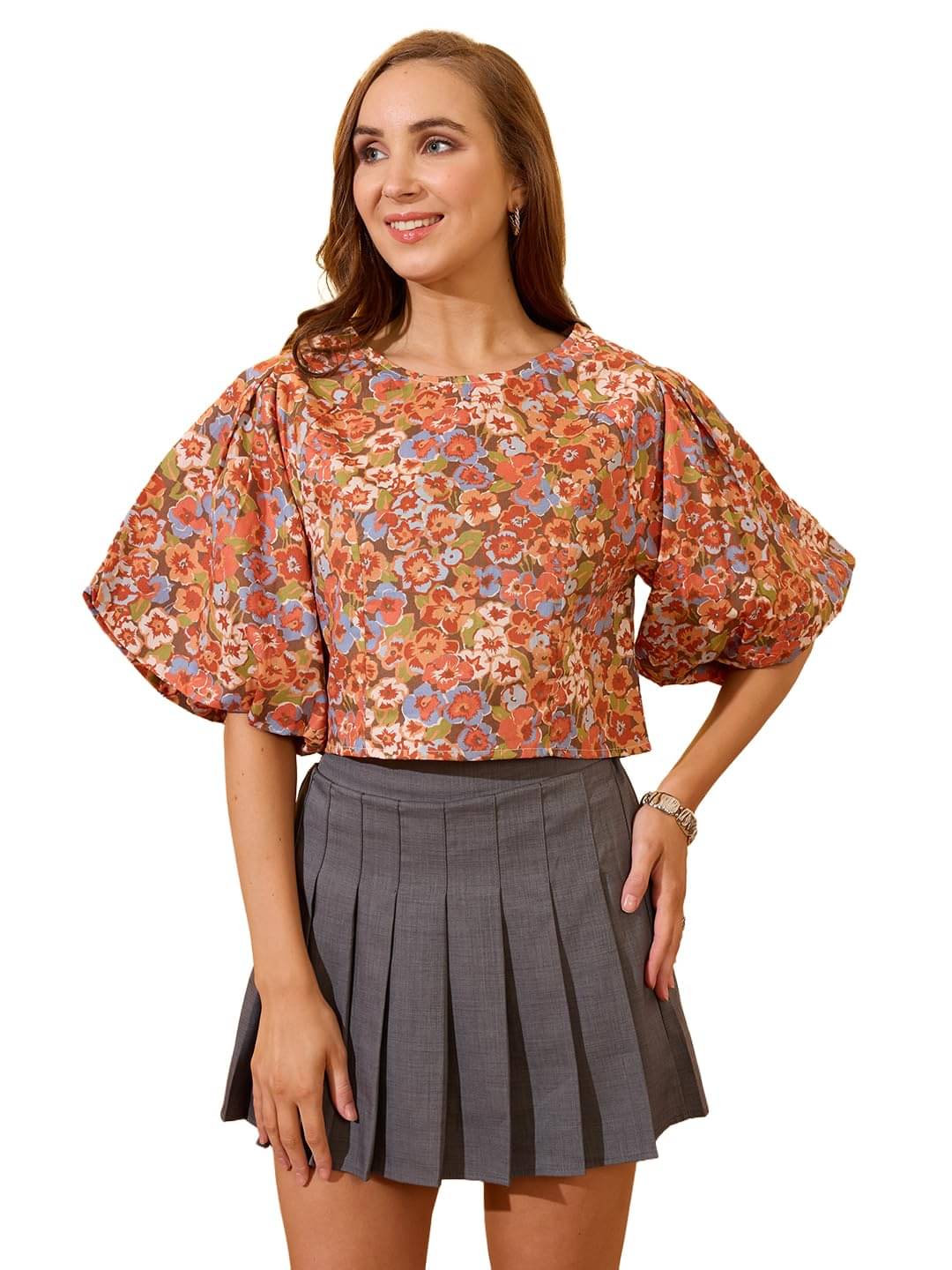 Globus Women's Cotton Crop Top ( Multicolor )     			Globus Women's Cotton Crop Top ( Multicolor )