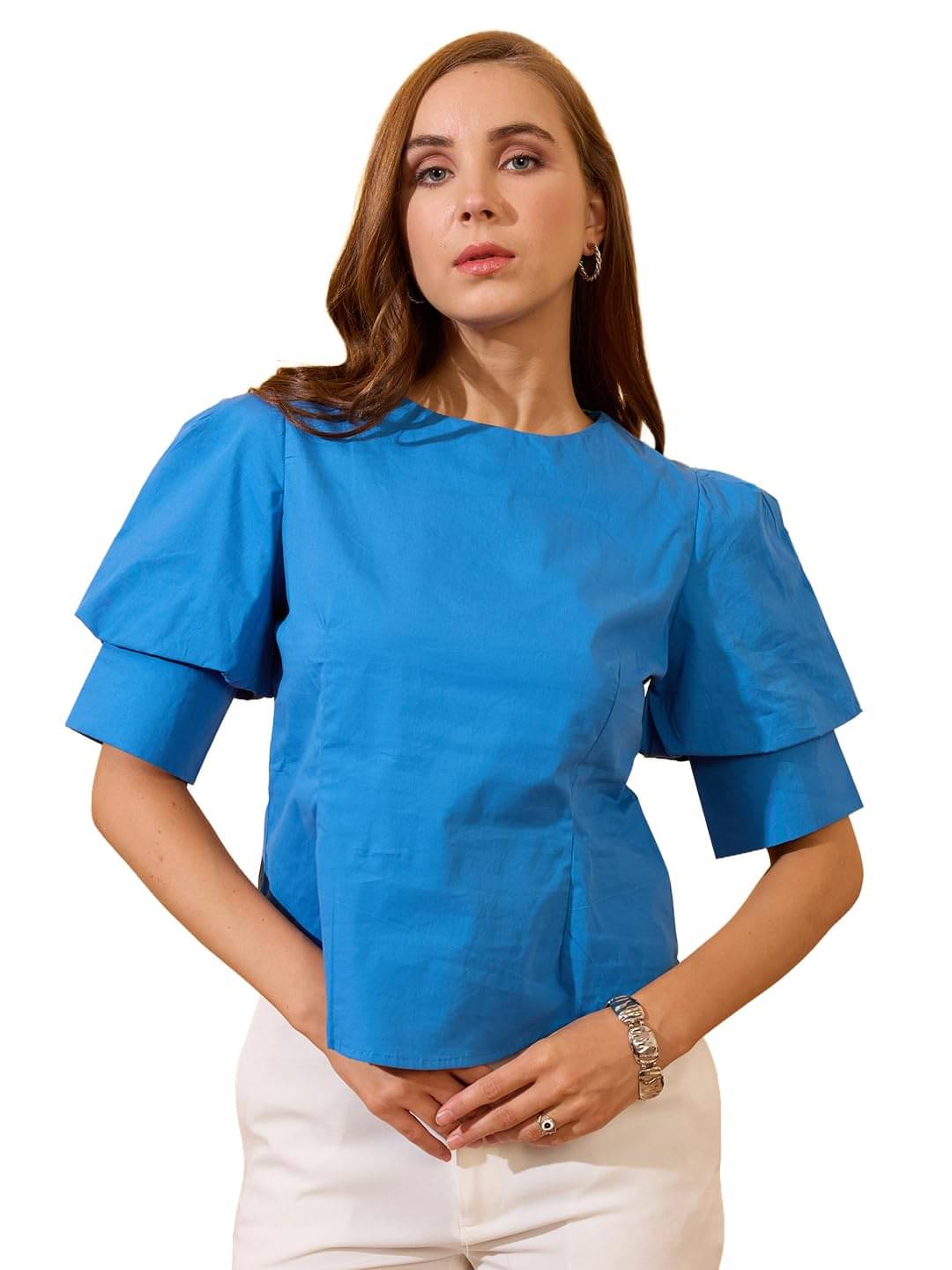    			Globus Women's Cotton Regular Top ( Blue )