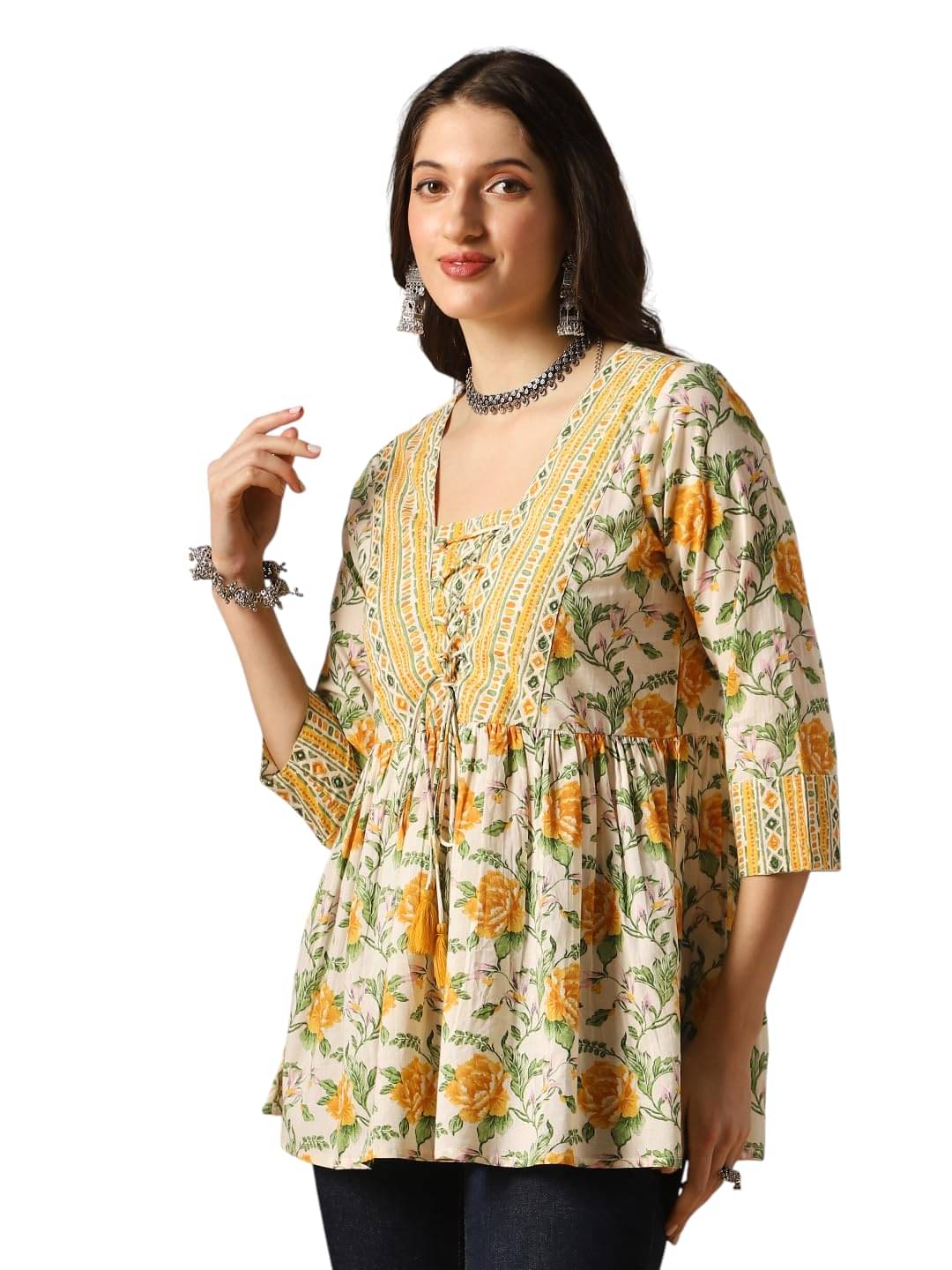 Globus Women's Cotton Tunic ( Yellow )     			Globus Women's Cotton Tunic ( Yellow )