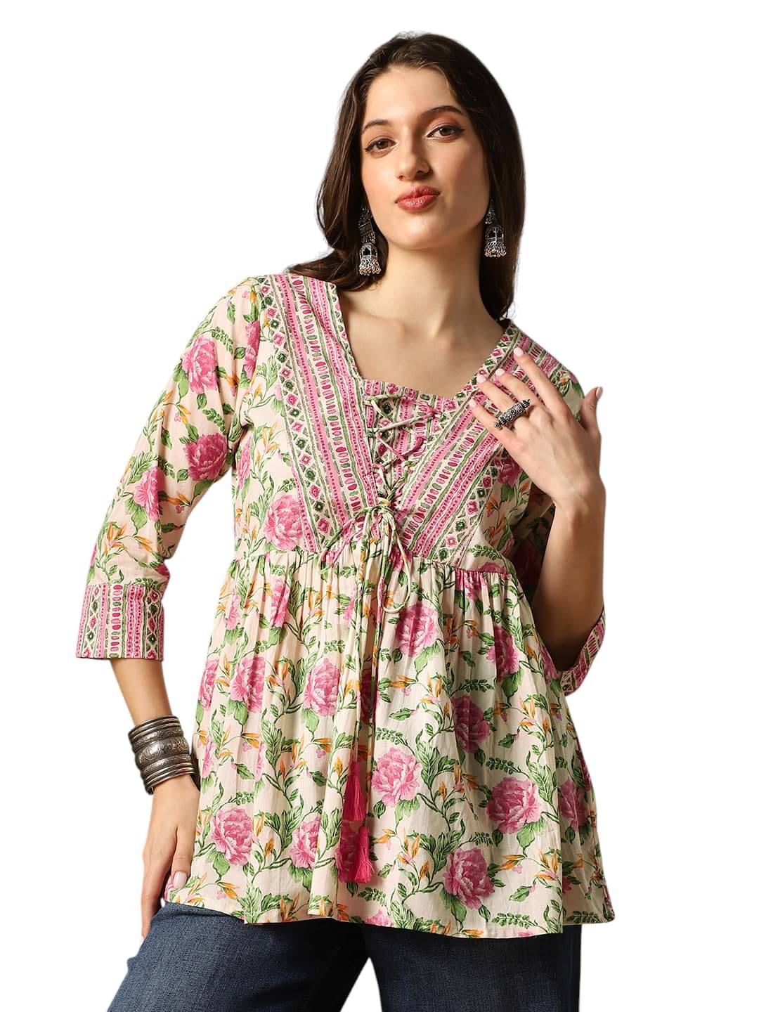 Globus Women's Cotton Tunic ( Pink )     			Globus Women's Cotton Tunic ( Pink )