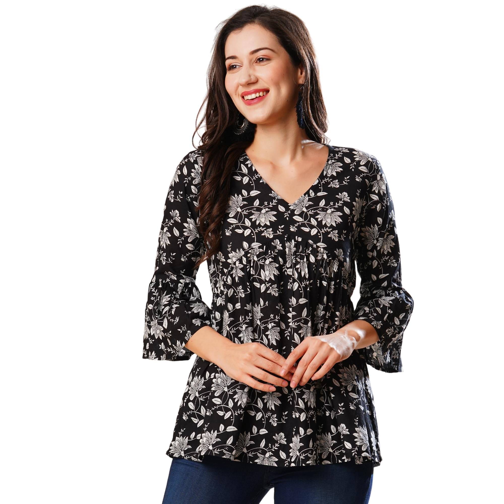 Globus Women's Cotton Tunic ( Black )     			Globus Women's Cotton Tunic ( Black )