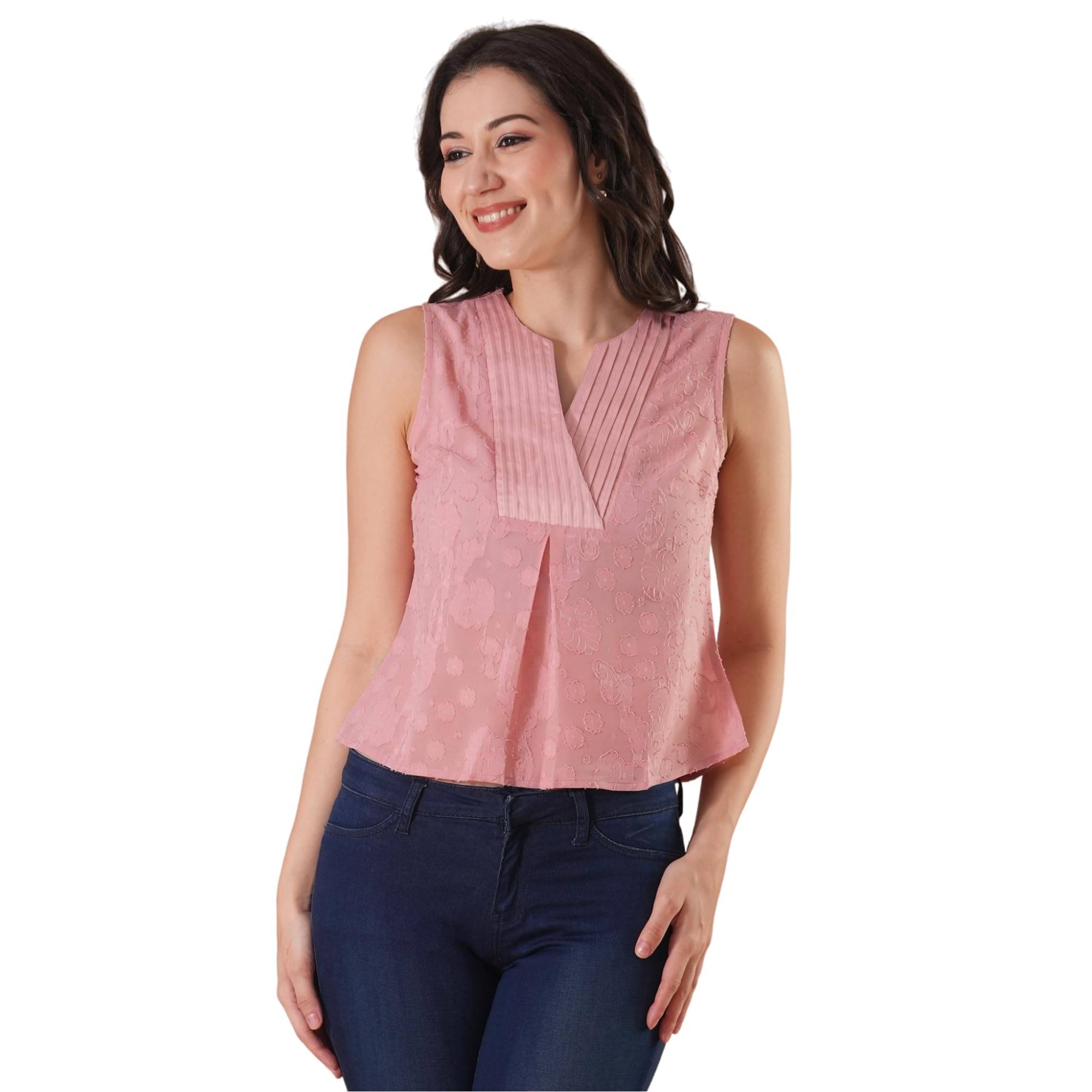     			Globus Women's Georgette Crop Top ( Pink )