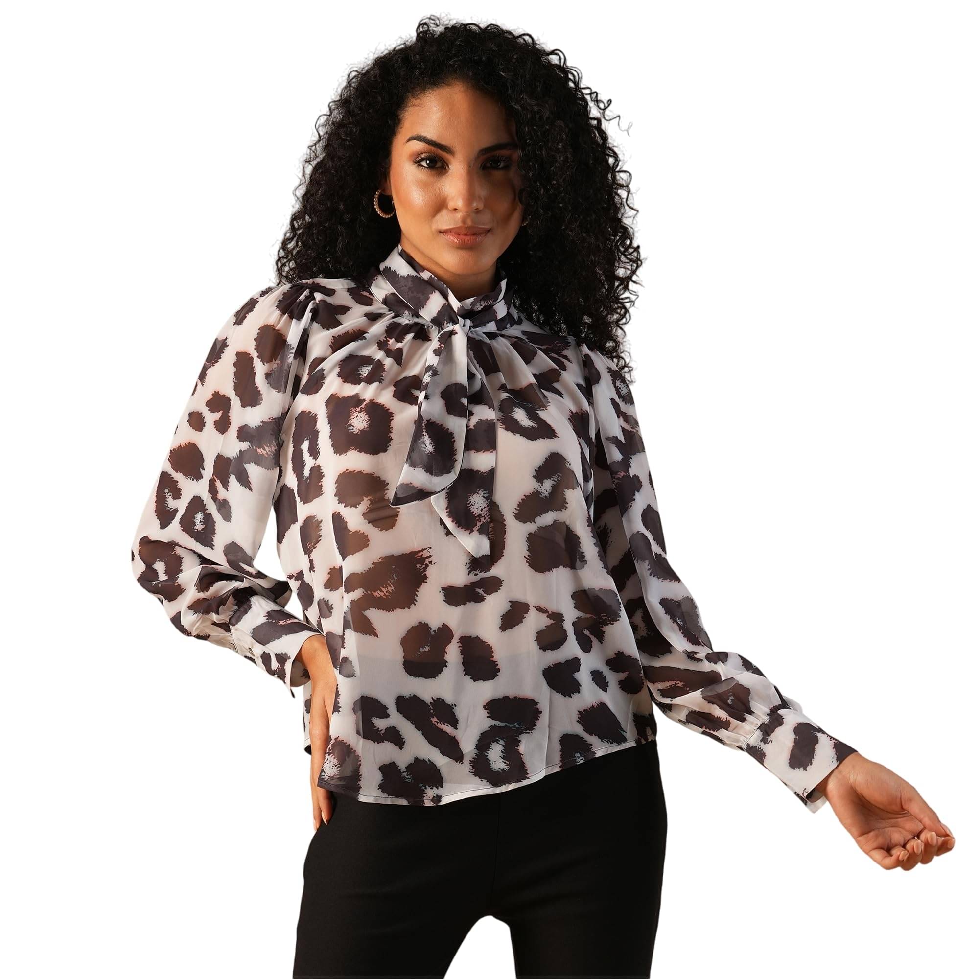 Globus Women's Georgette Regular Top ( White )     			Globus Women's Georgette Regular Top ( White )
