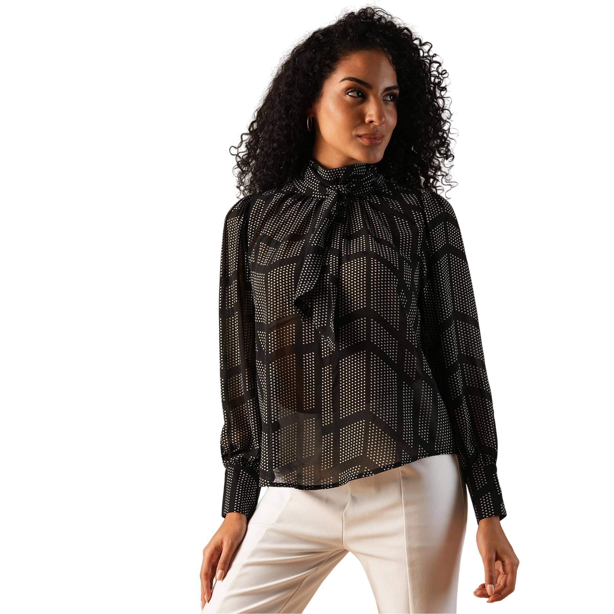    			Globus Women's Georgette Regular Top ( Black )