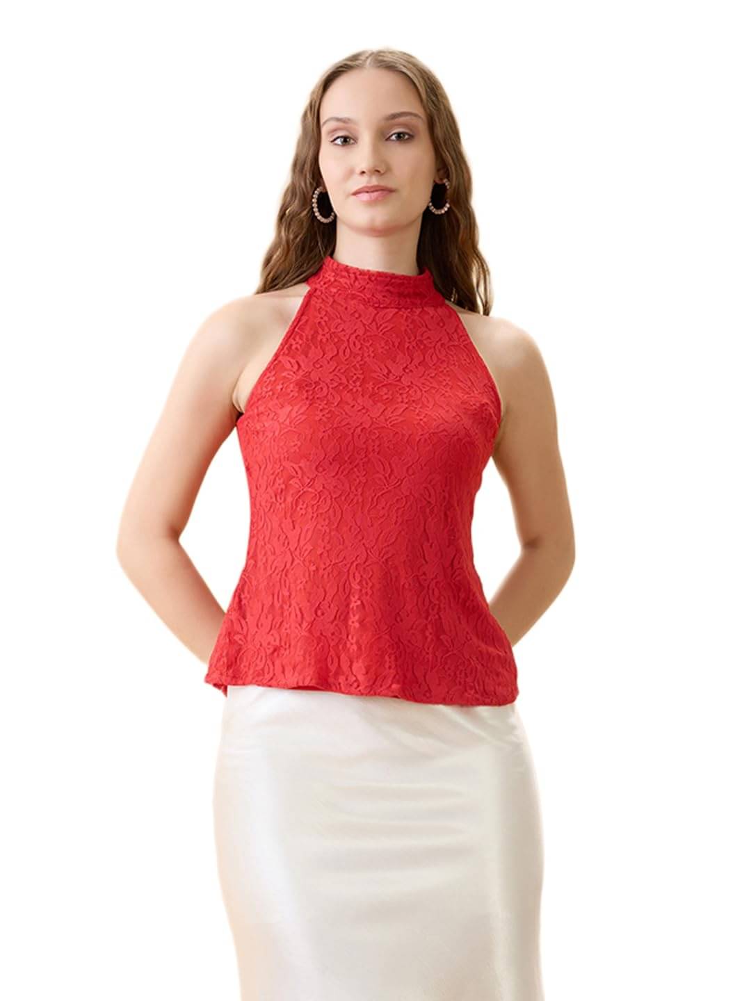 Globus Women's Nylon A-Line Top ( Red )     			Globus Women's Nylon A-Line Top ( Red )