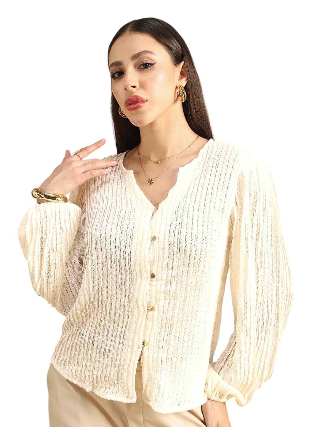    			Globus Women's Nylon Regular Top ( White )