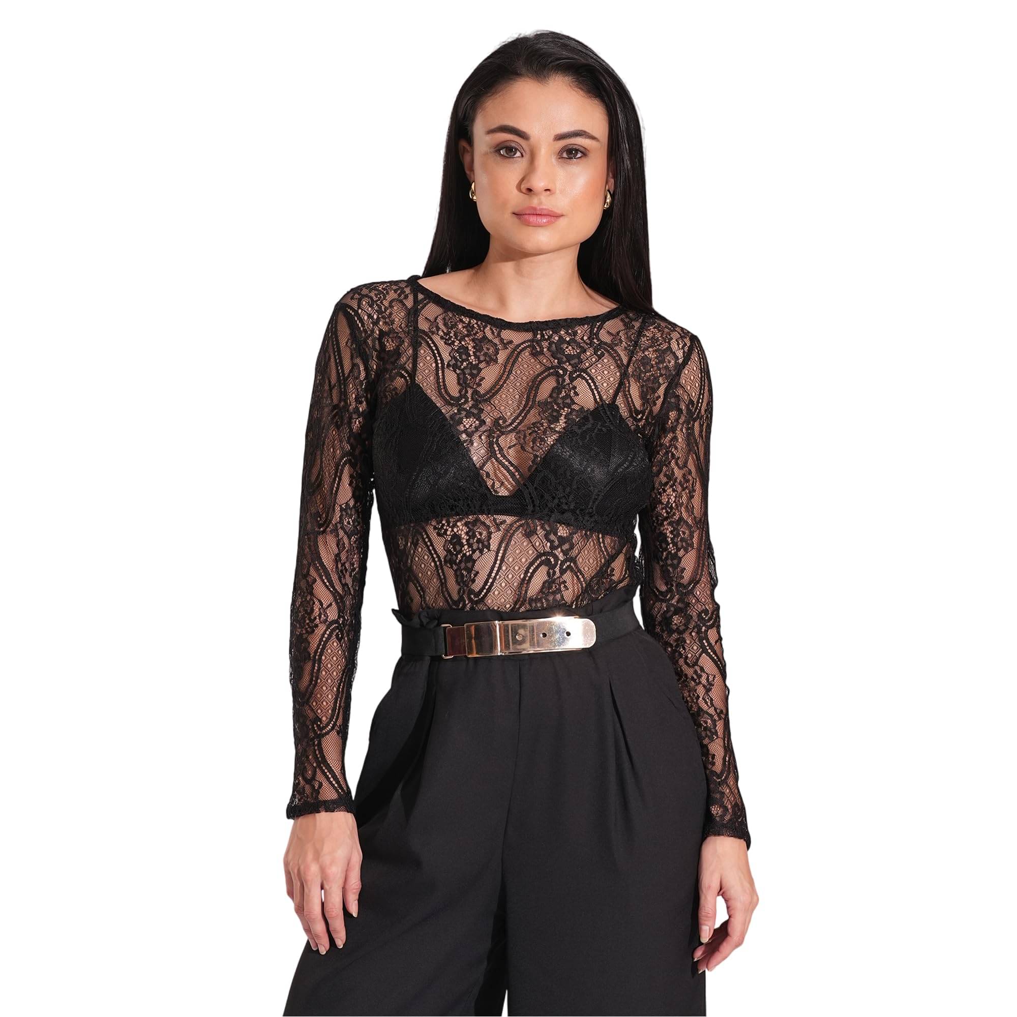 Globus Women's Nylon Regular Top ( Black )     			Globus Women's Nylon Regular Top ( Black )