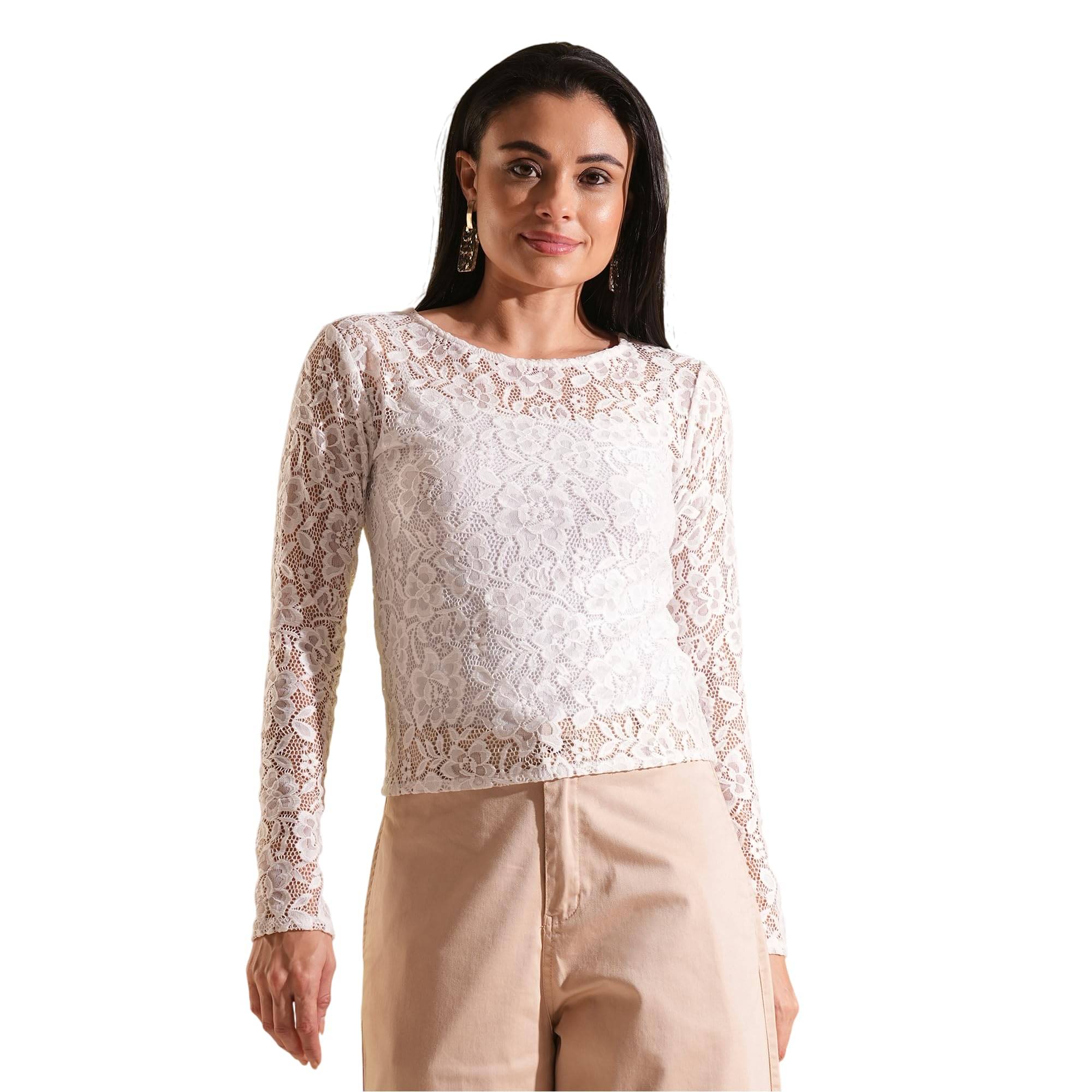     			Globus Women's Nylon Regular Top ( White )