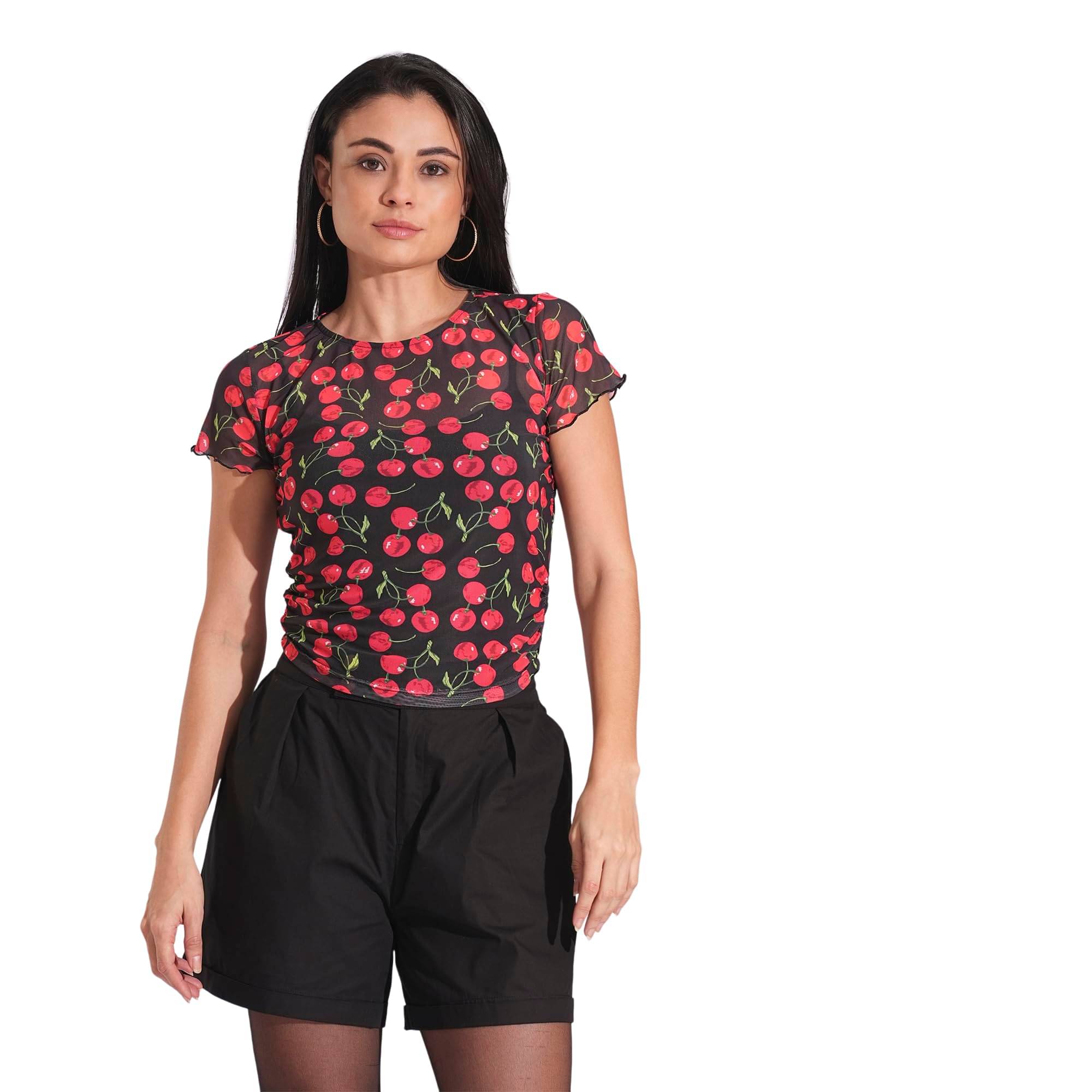 Globus Women's Polyester A-Line Top ( Black ) Globus Women's Polyester A-Line Top ( Black )