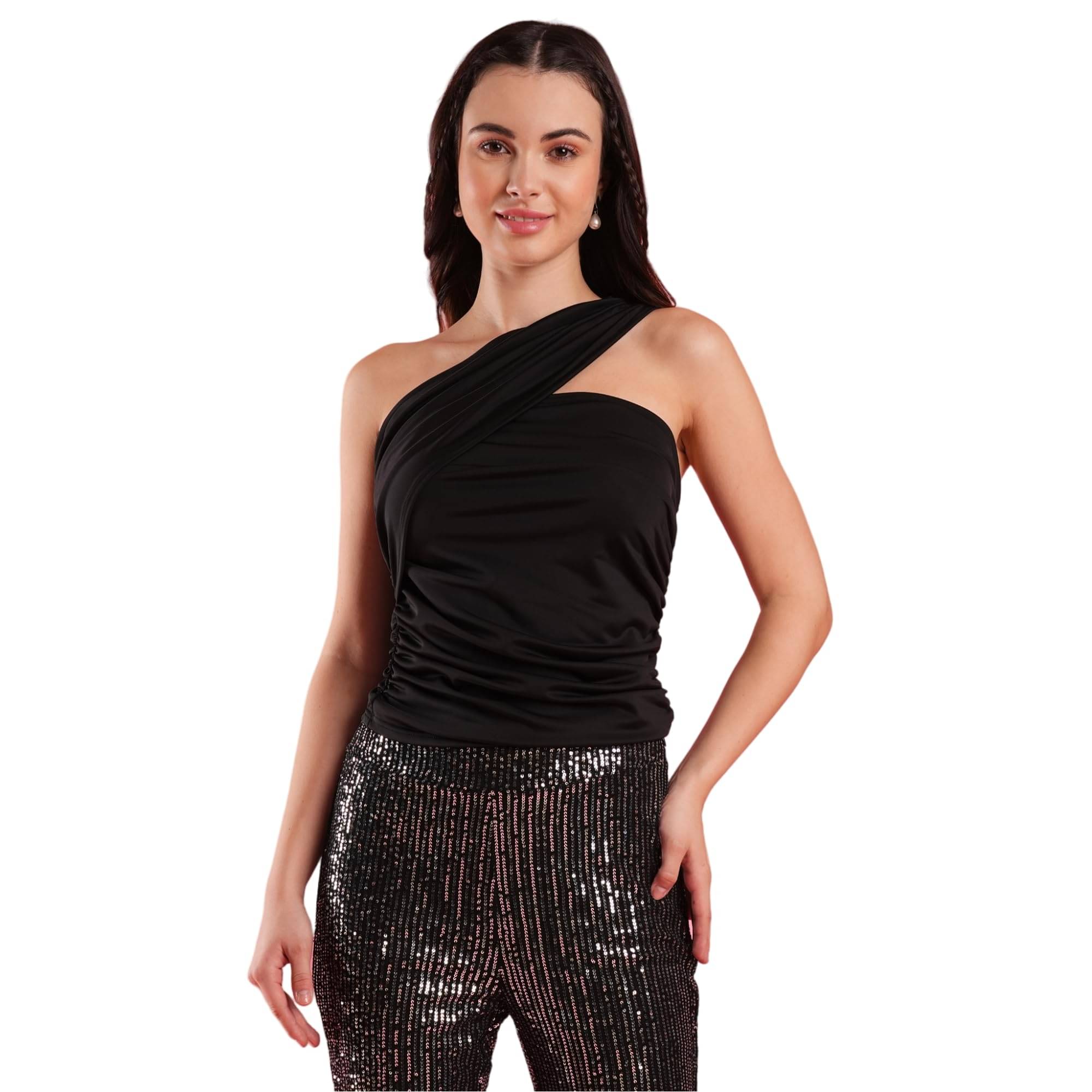     			Globus Women's Polyester Crop Top ( Black )