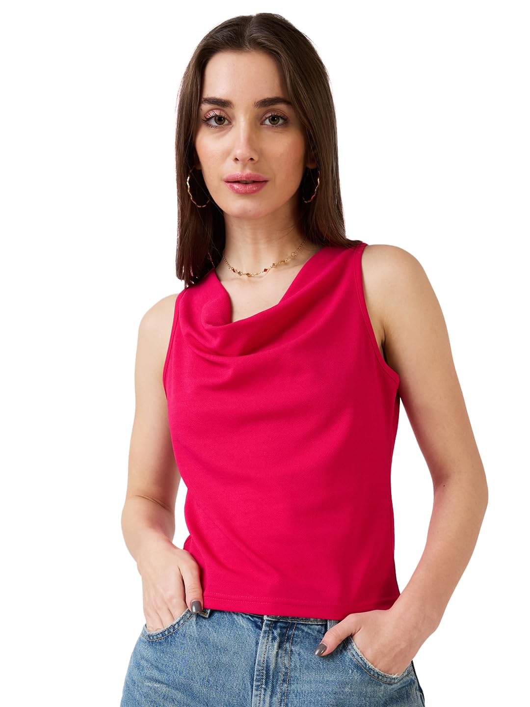 Globus Women's Polyester Crop Top ( Pink )     			Globus Women's Polyester Crop Top ( Pink )