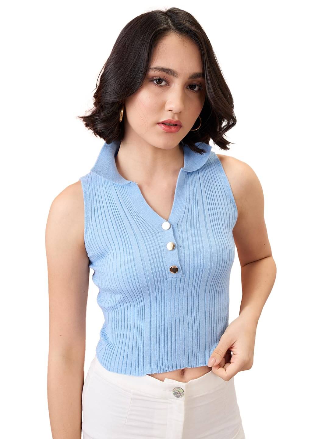     			Globus Women's Polyester Crop Top ( Blue )
