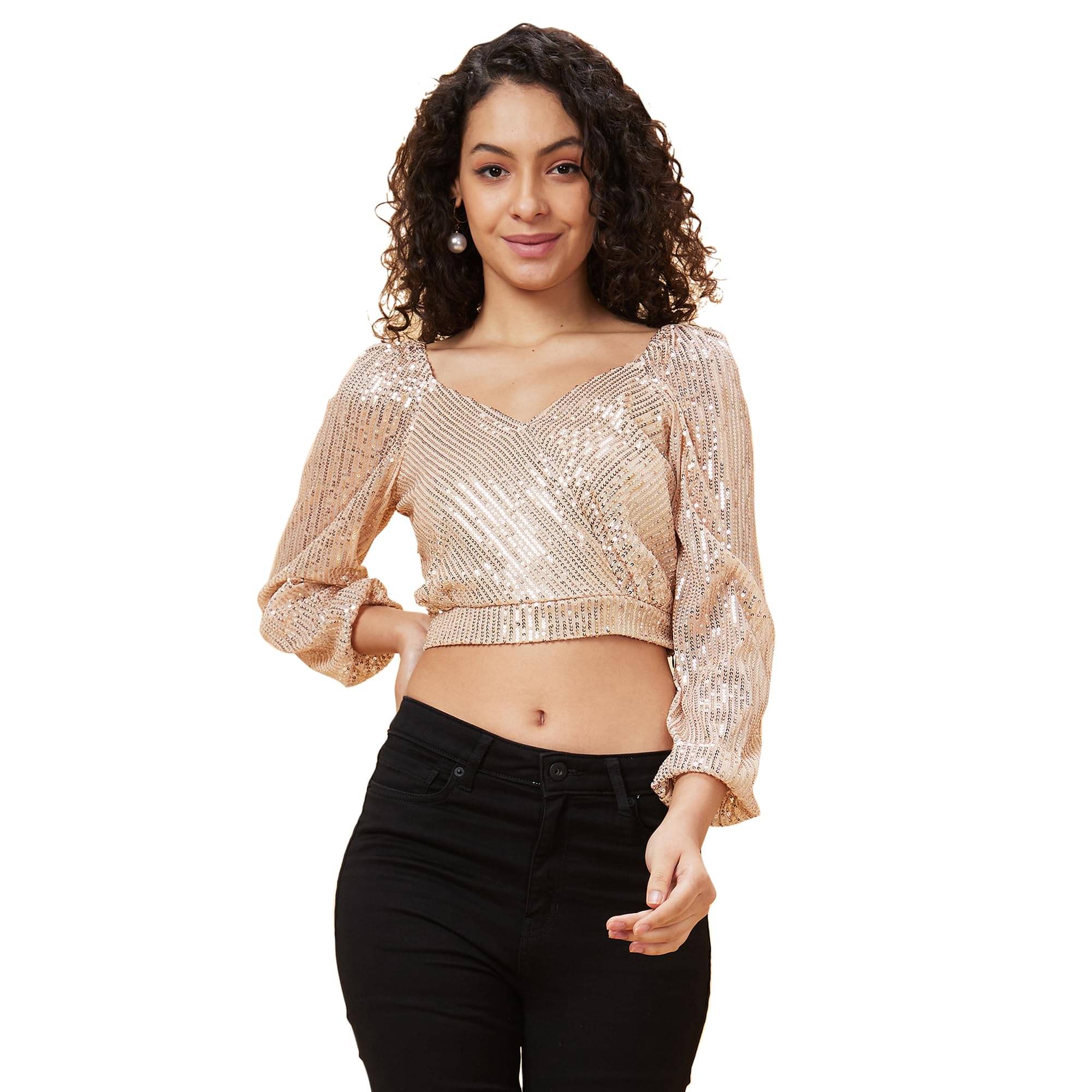 Globus Women's Polyester Crop Top ( Beige )     			Globus Women's Polyester Crop Top ( Beige )