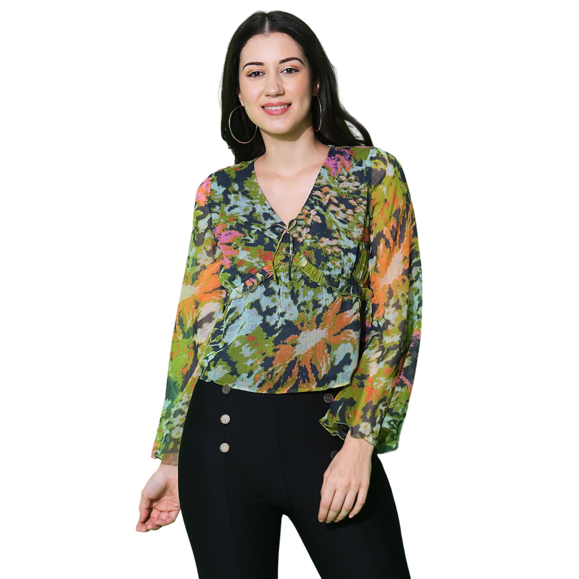     			Globus Women's Polyester Regular Top ( Green )