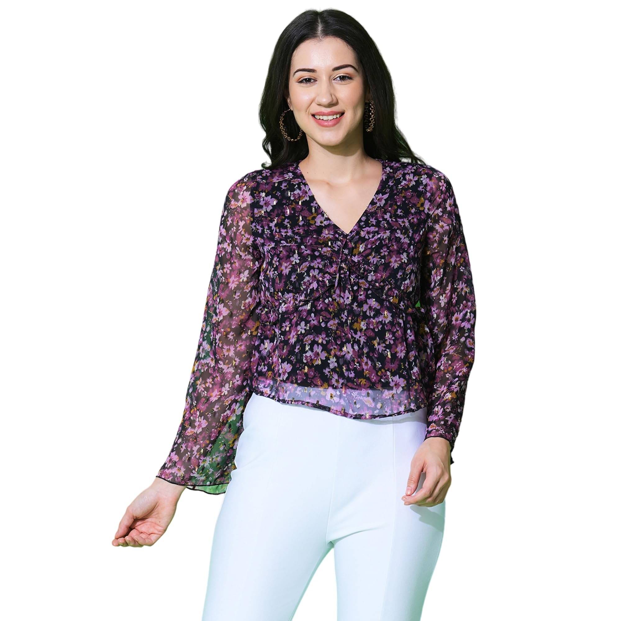     			Globus Women's Polyester Regular Top ( Black )