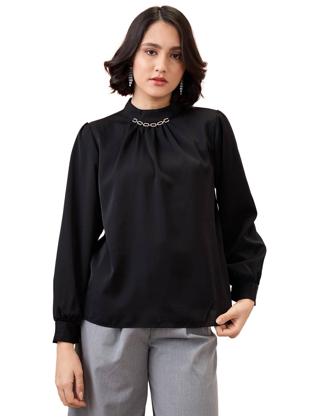     			Globus Women's Polyester Regular Top ( Black )