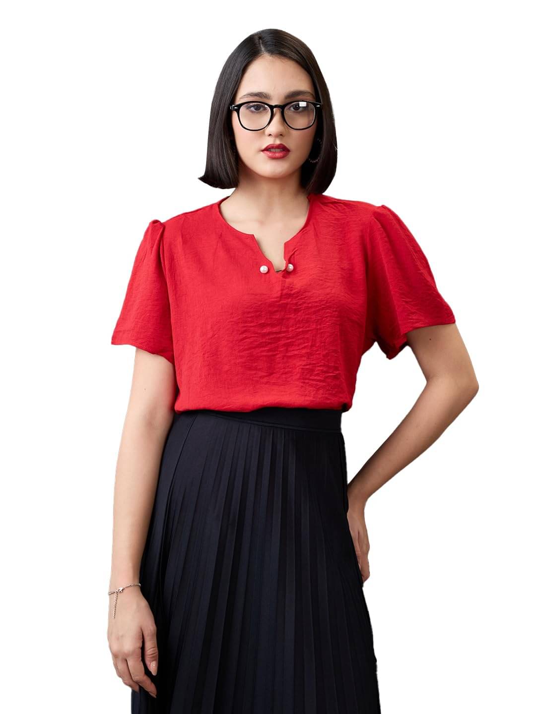 Globus Women's Polyester Regular Top ( Red ) Globus Women's Polyester Regular Top ( Red )