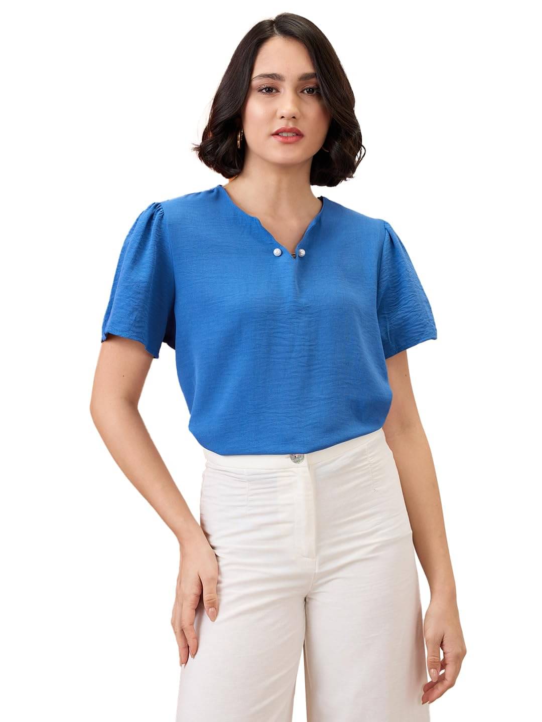 Globus Women's Polyester Regular Top ( Blue ) Globus Women's Polyester Regular Top ( Blue )