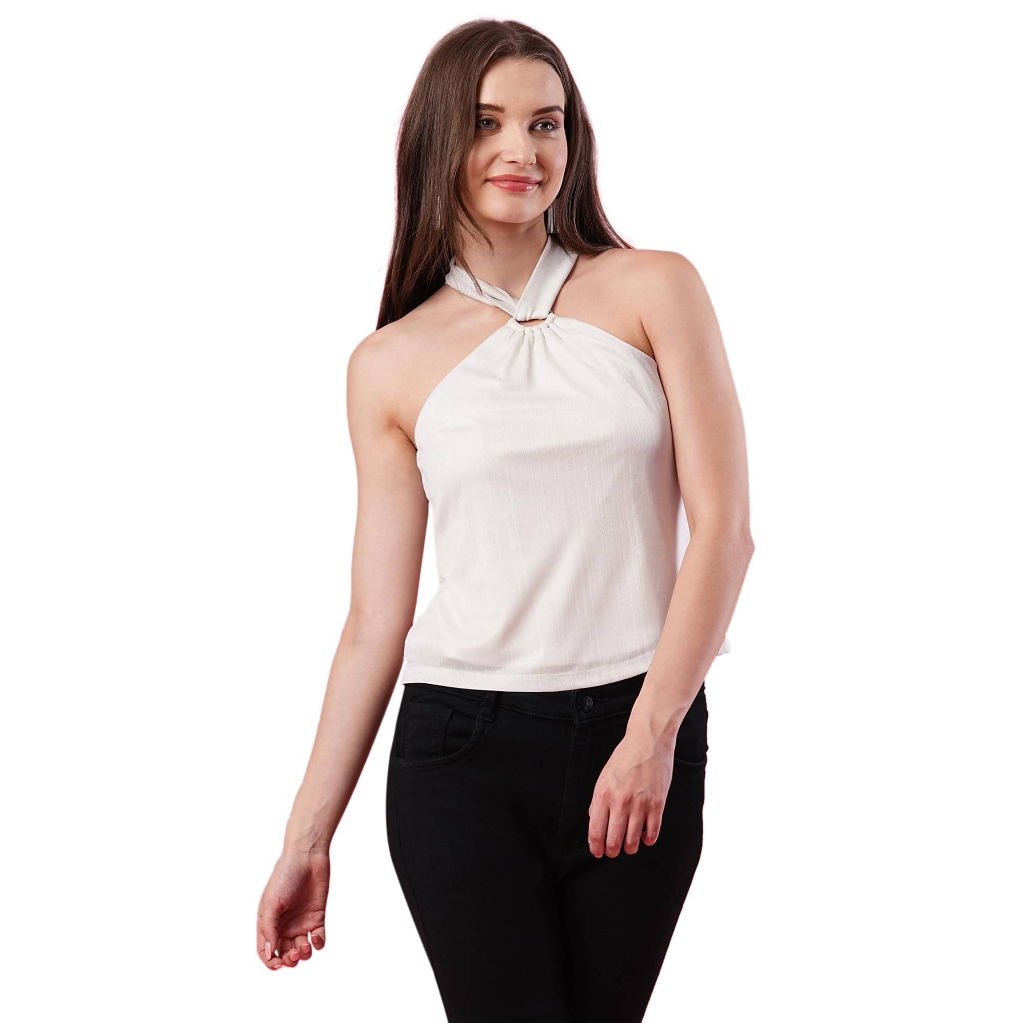     			Globus Women's Polyester Regular Top ( White )