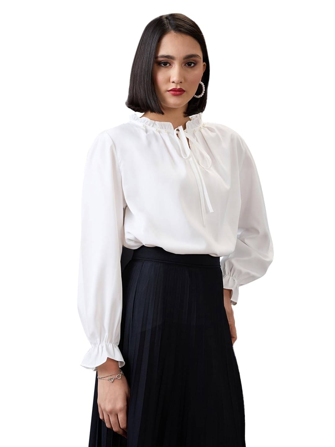     			Globus Women's Polyester Regular Top ( White )