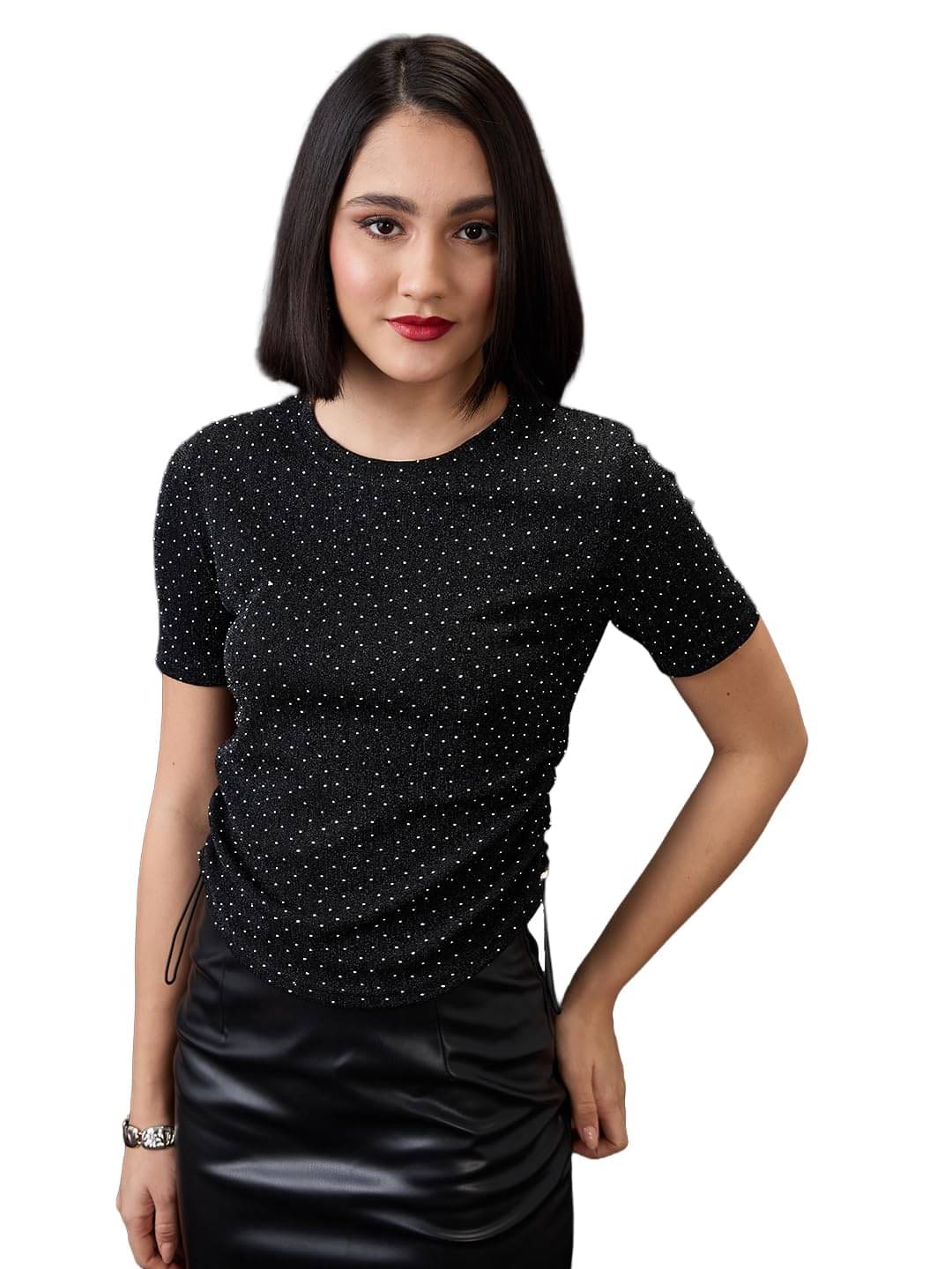     			Globus Women's Polyester Regular Top ( Black )