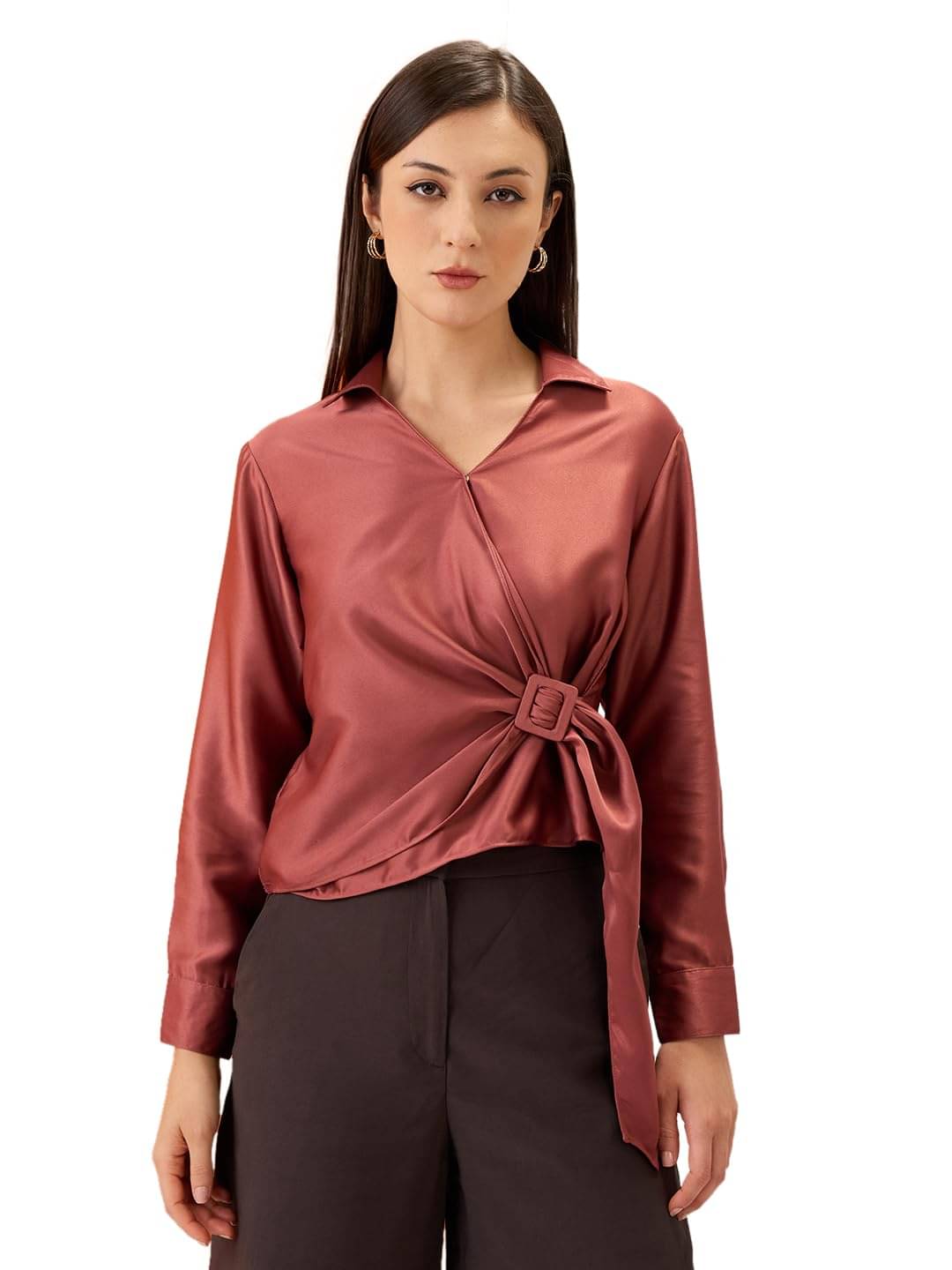    			Globus Women's Polyester Wrap Top ( Pink )